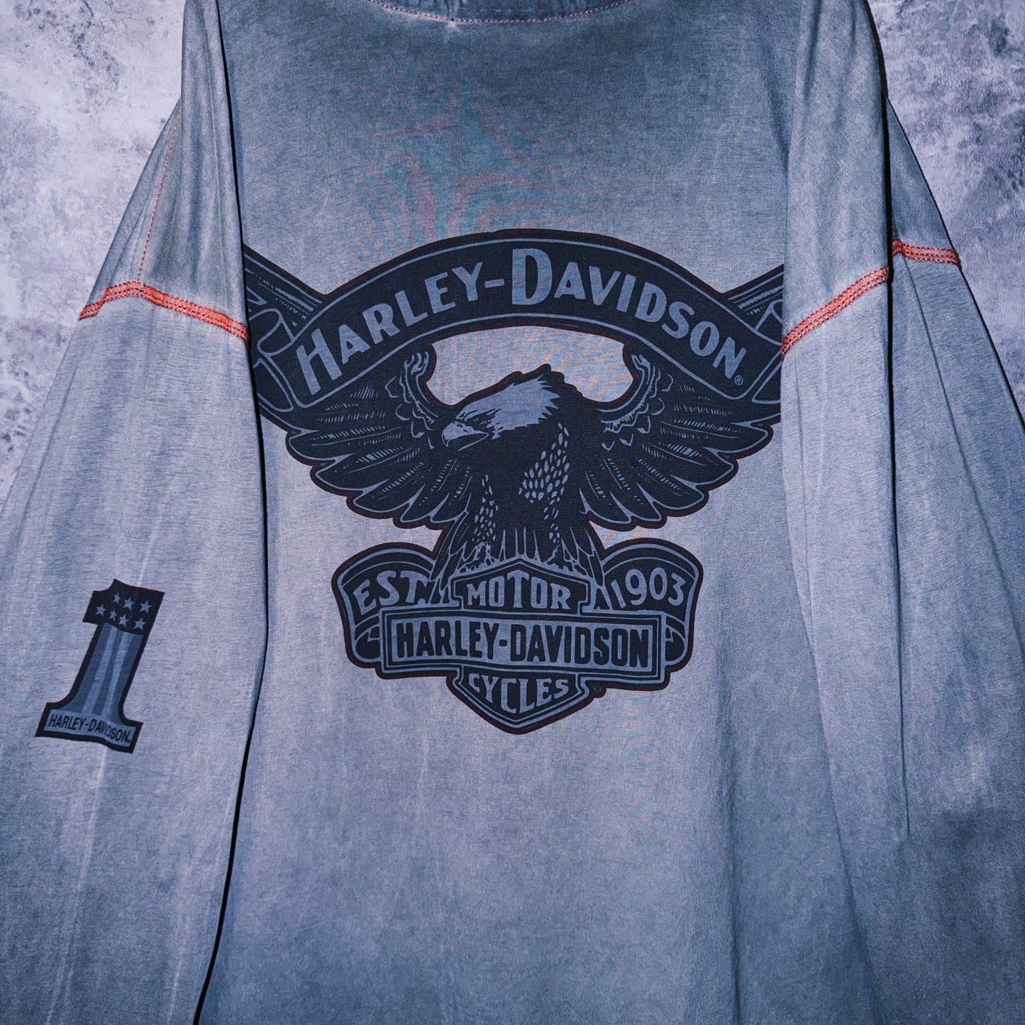 【doppio】vintage “Harley-Davidson” logo print design long sleeve T-shirt