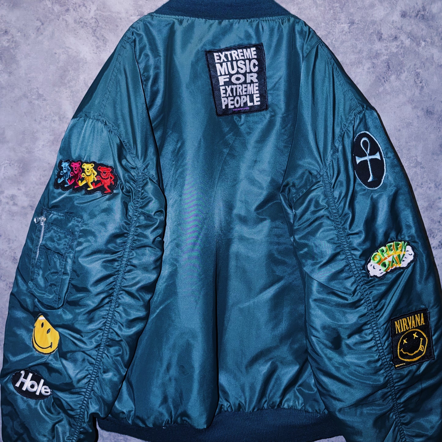 【doppio】vintage band logo patch design MA-1 jacket
