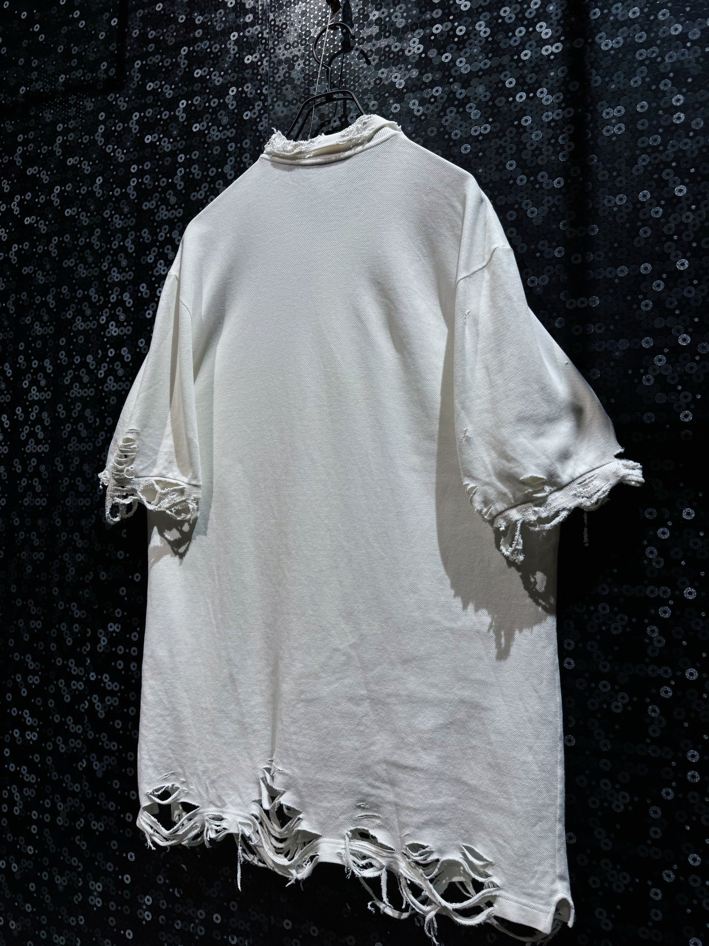 【ÆIEM】original”boro”remake adidas Trefoil Destroy Polo Shirt “white DUST”