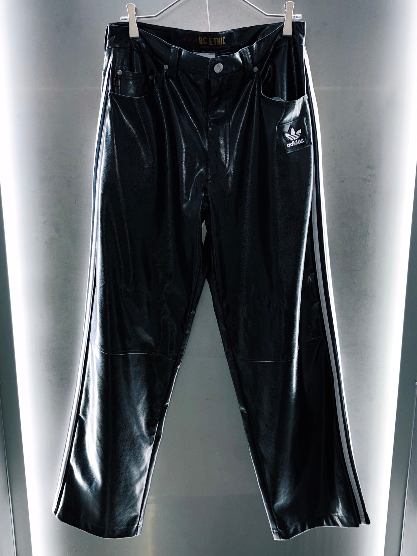 special "original re:make" adidas × vintage leather pants