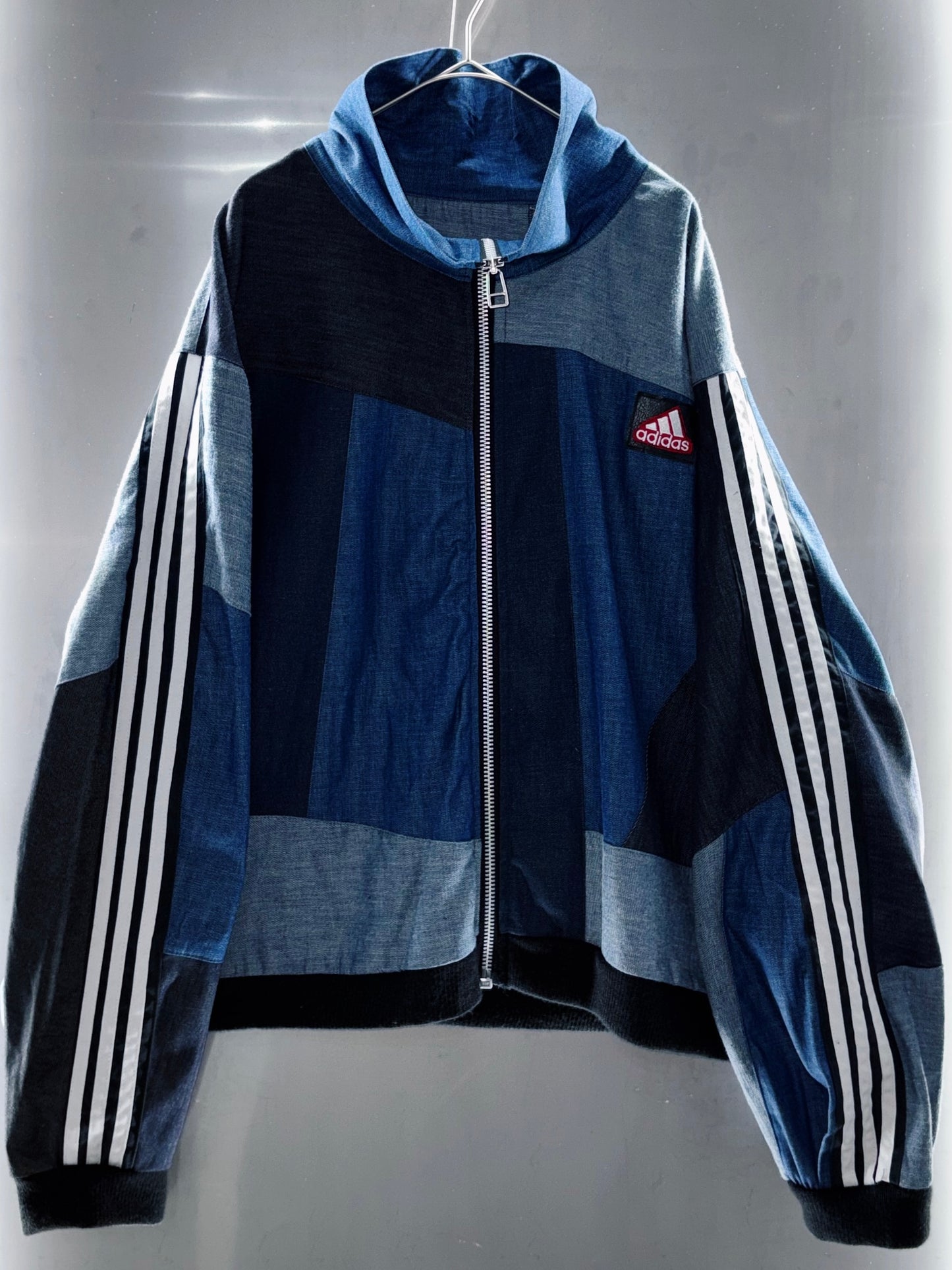 special" Original Re:make" denim patch work design stand neck track jacket