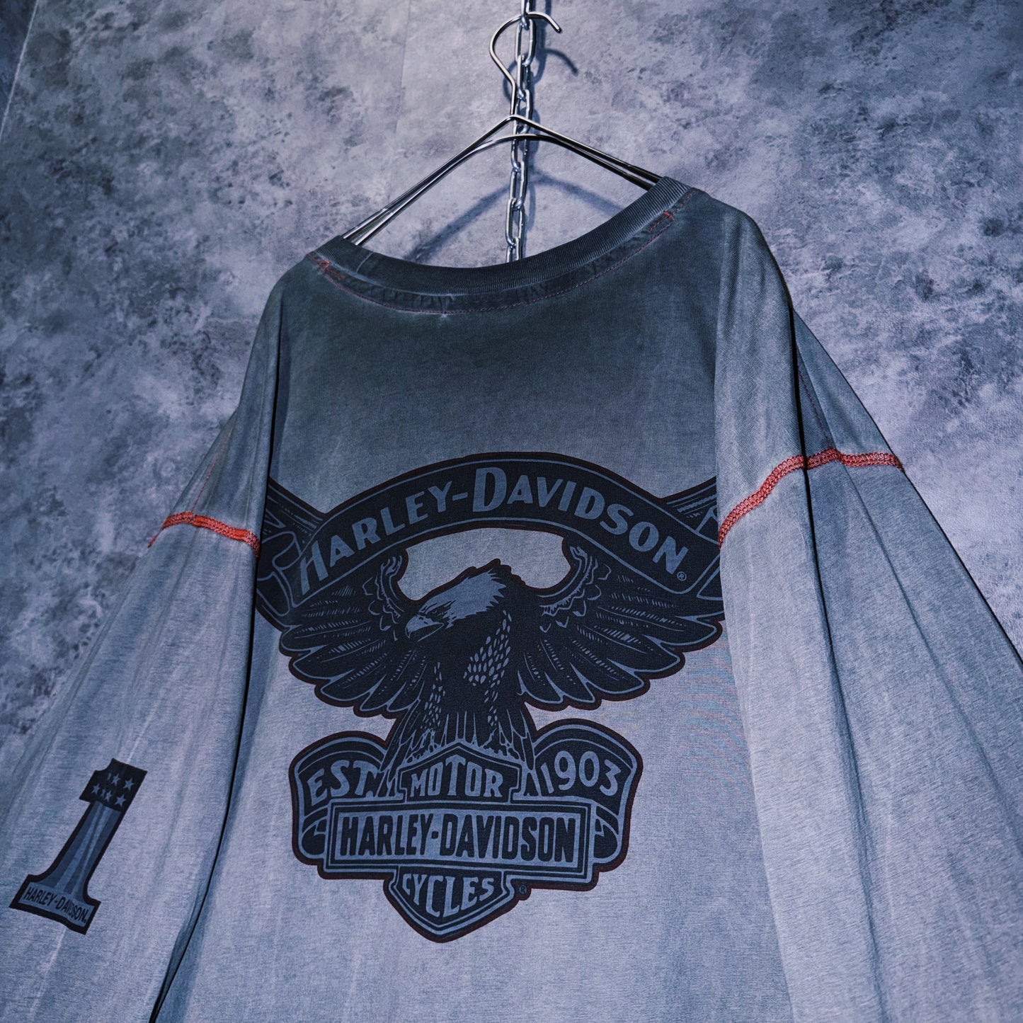【doppio】vintage “Harley-Davidson” logo print design long sleeve T-shirt