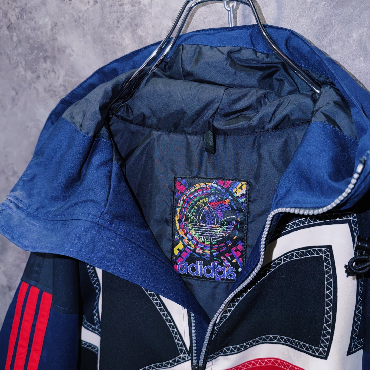 【doppio】90’s vintage “adidas” big logo design Nylon anorak hoodie