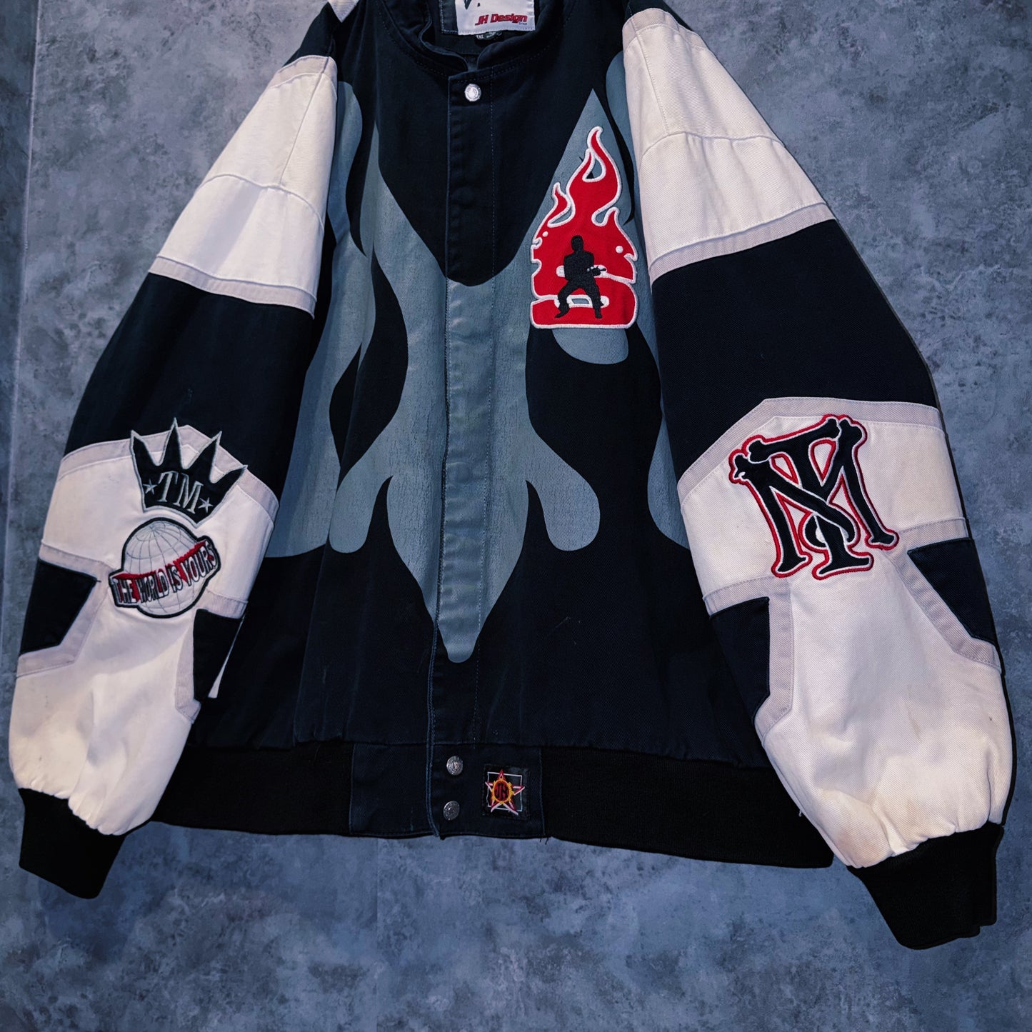 【doppio】vintage “SCARFACE” fire pattern design jacket
