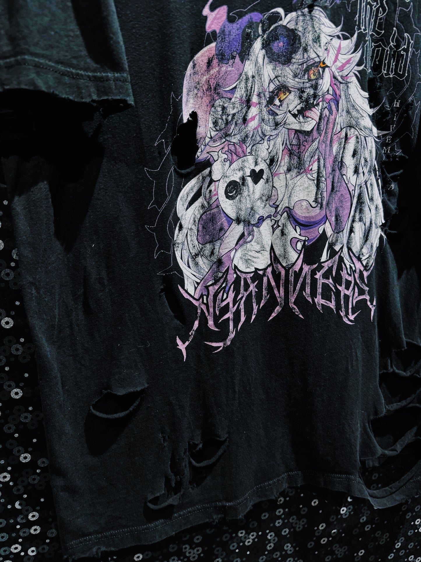 【ÆIEM】Natural “boro” Remake Gothic Anime Graphic T-shirt