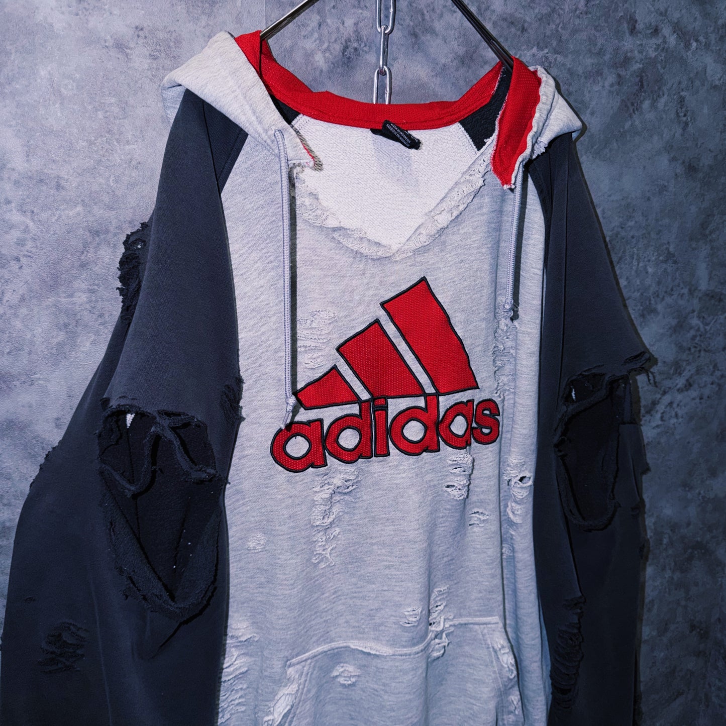 【doppio】vintage “adidas” performance logo embroidery design boro custom sweat hoodie