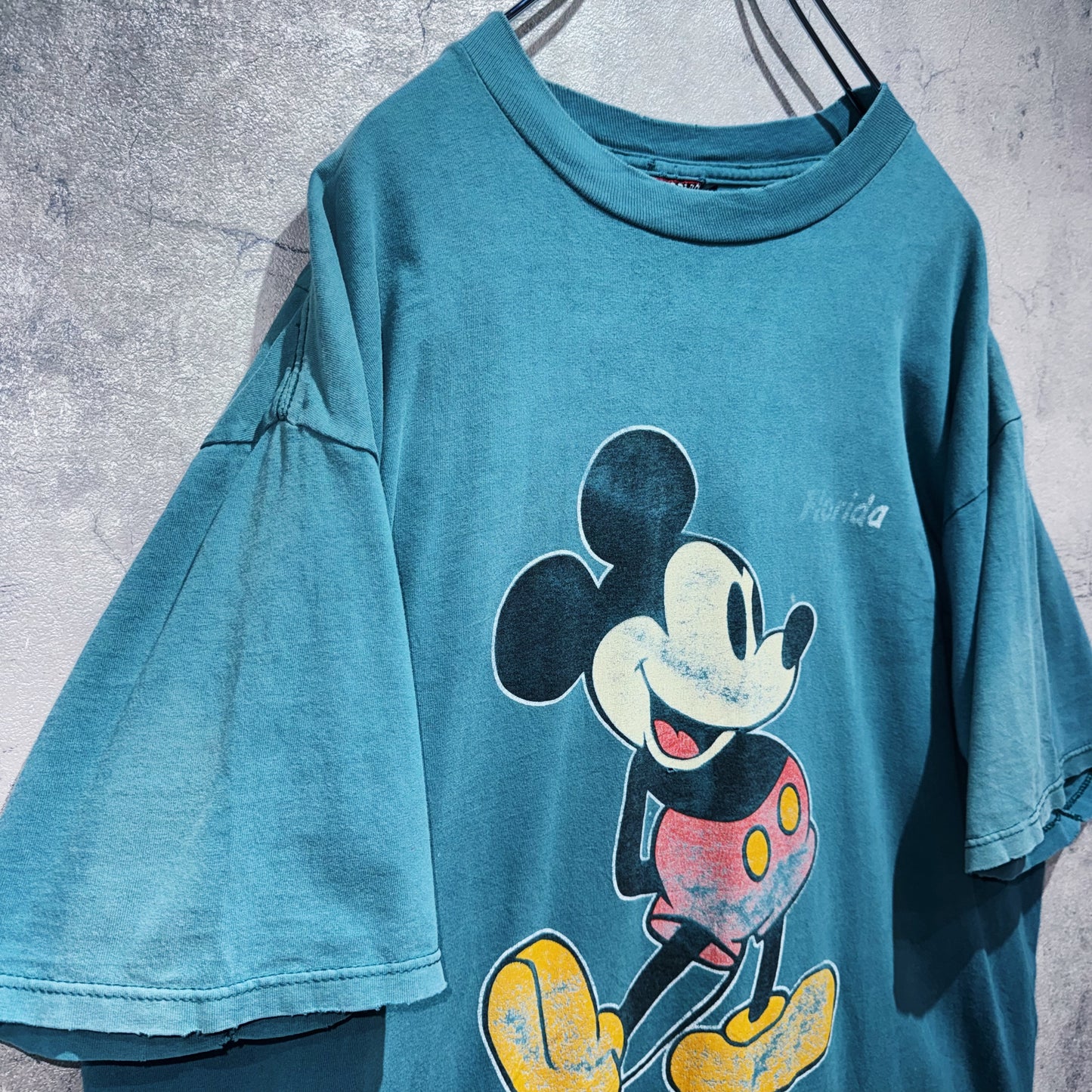 00's"Mickey Mouse"Nile blue color single graphic print T shirt