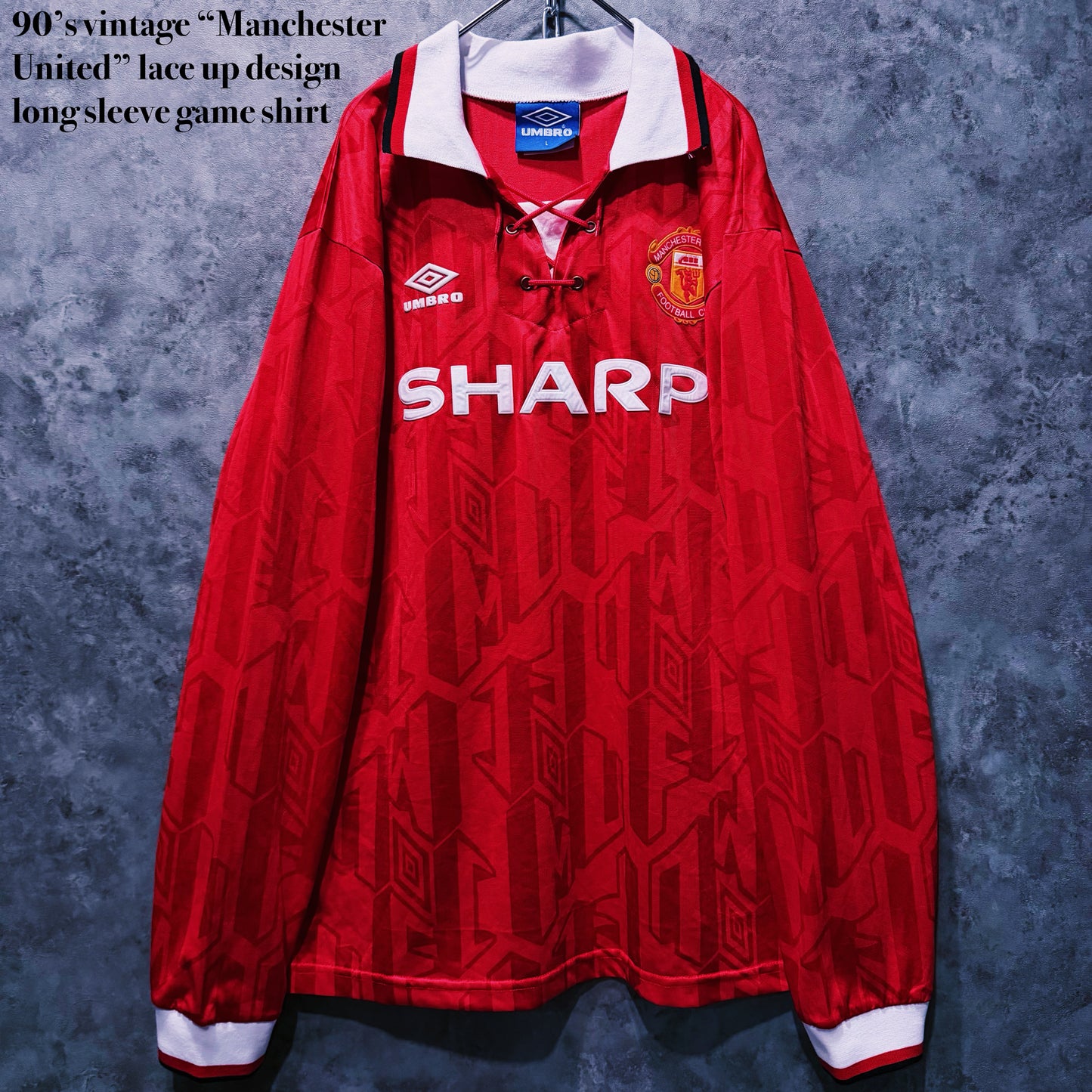 【doppio】90’s vintage “Manchester United” lace up design long sleeve game shirt