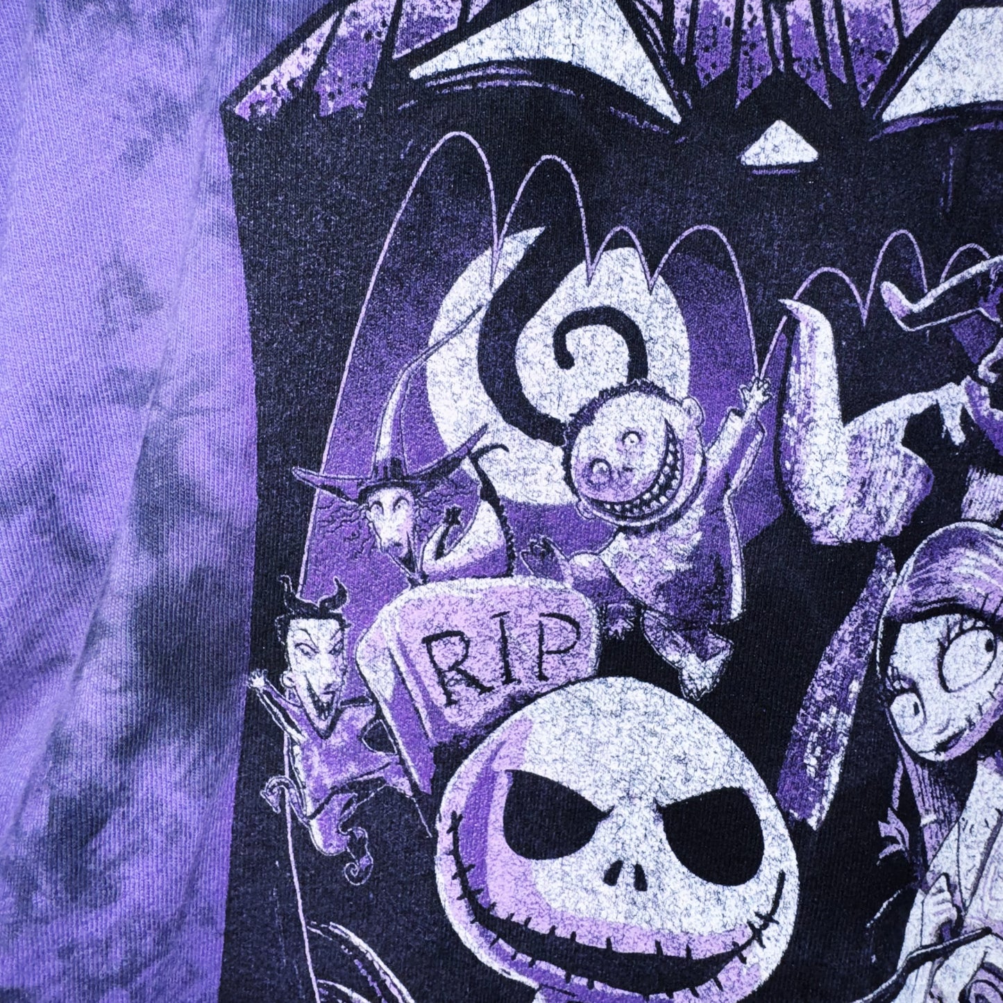 "Nightmare before Christmas"characters graphic design long sleeve Tie-Dye T shirt