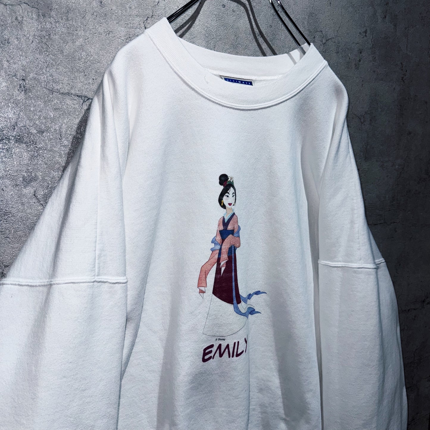 90's"MULAN"single print design pullover sweat
