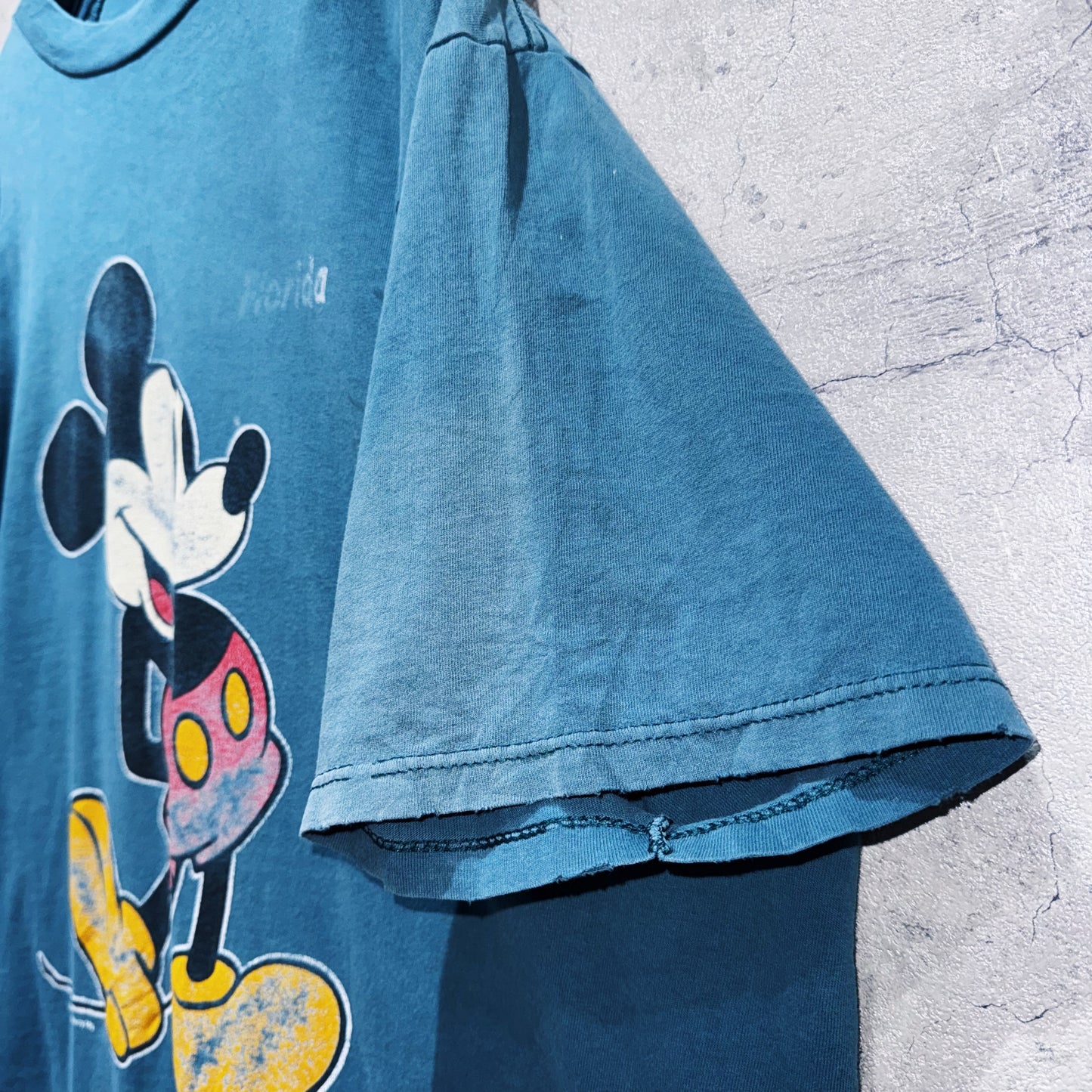 00's"Mickey Mouse"Nile blue color single graphic print T shirt