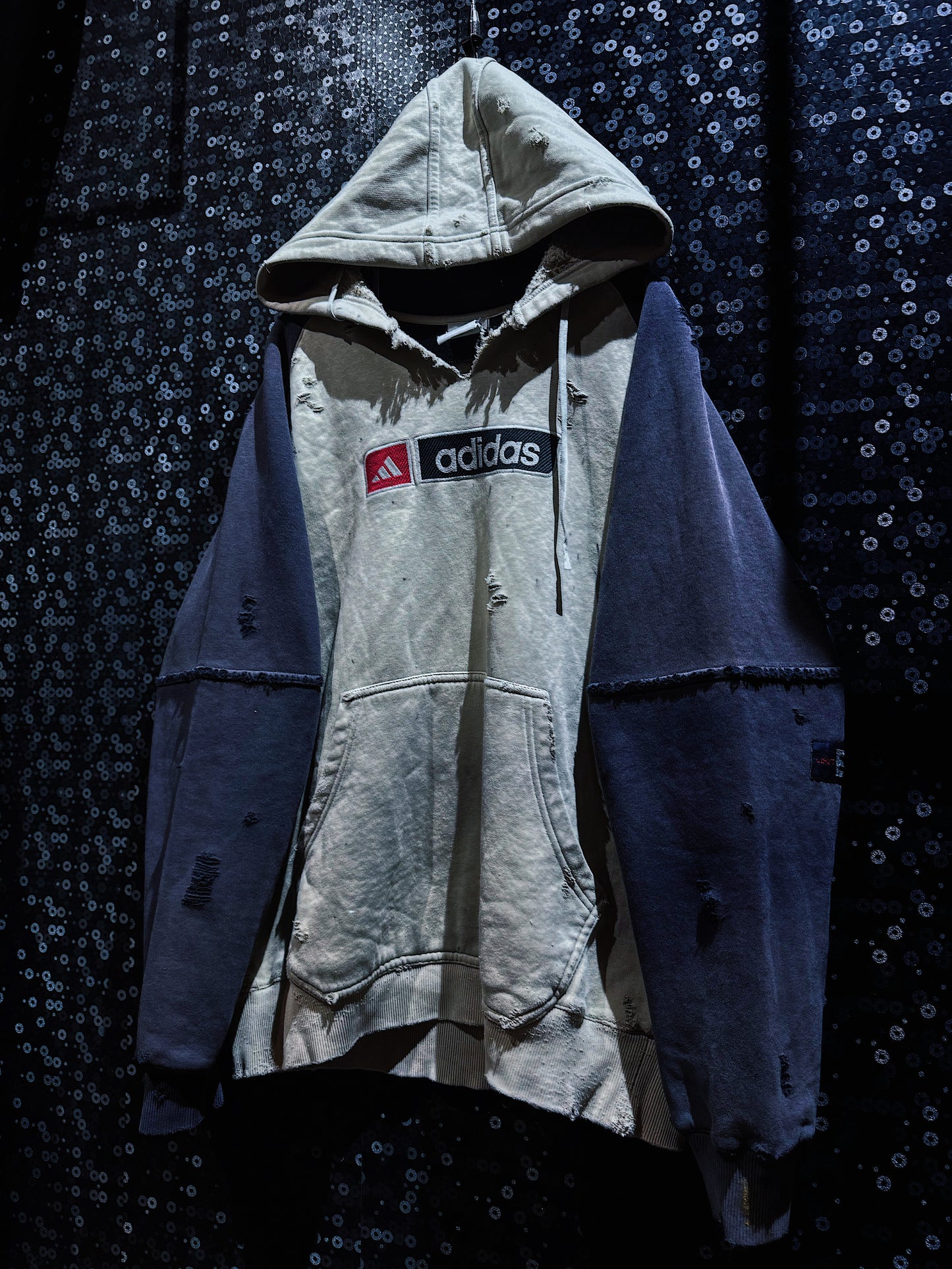 【ÆIEM】original “boro” remake adidas performance logo hoodie pullover