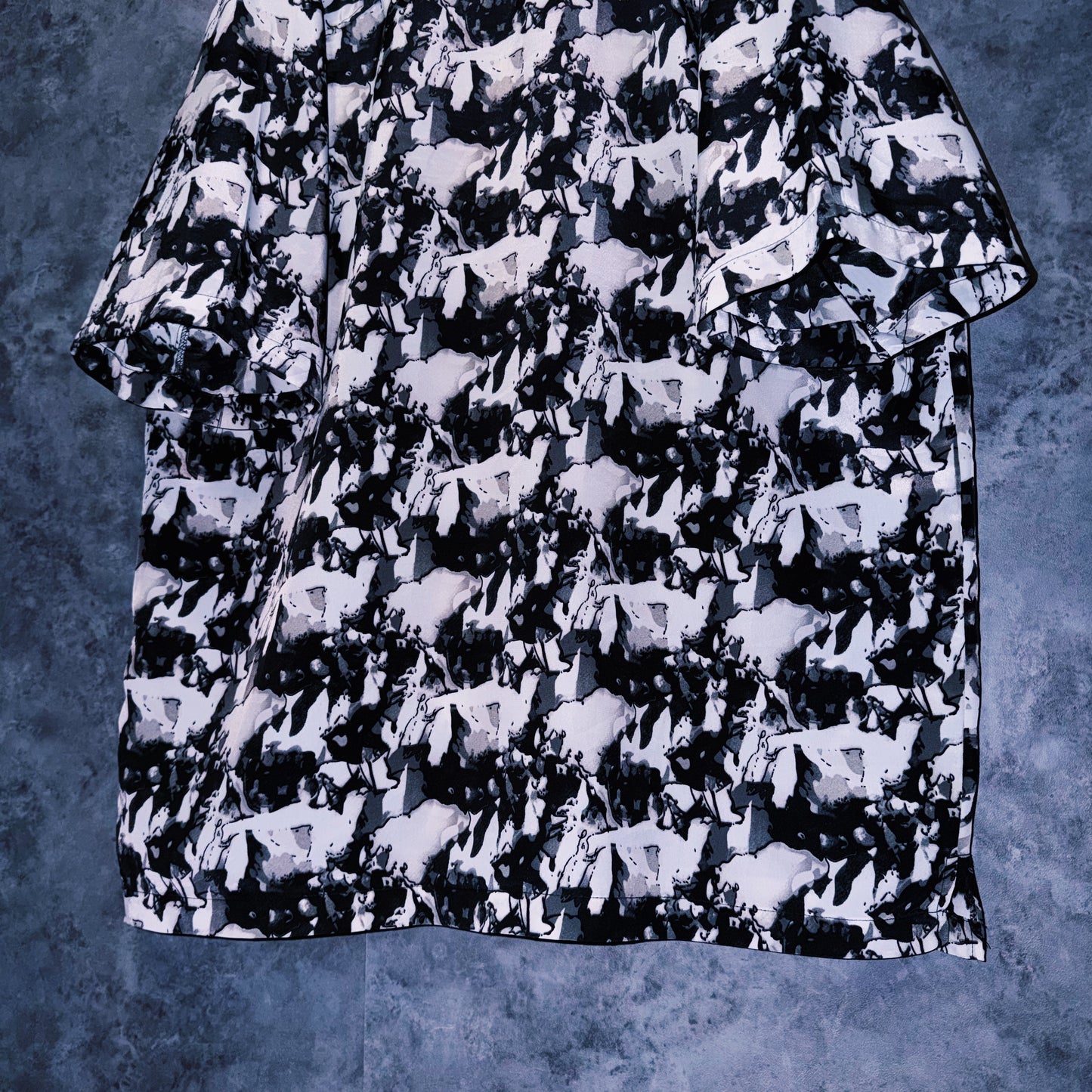 【doppio】vintage graphic print design open collar shirt