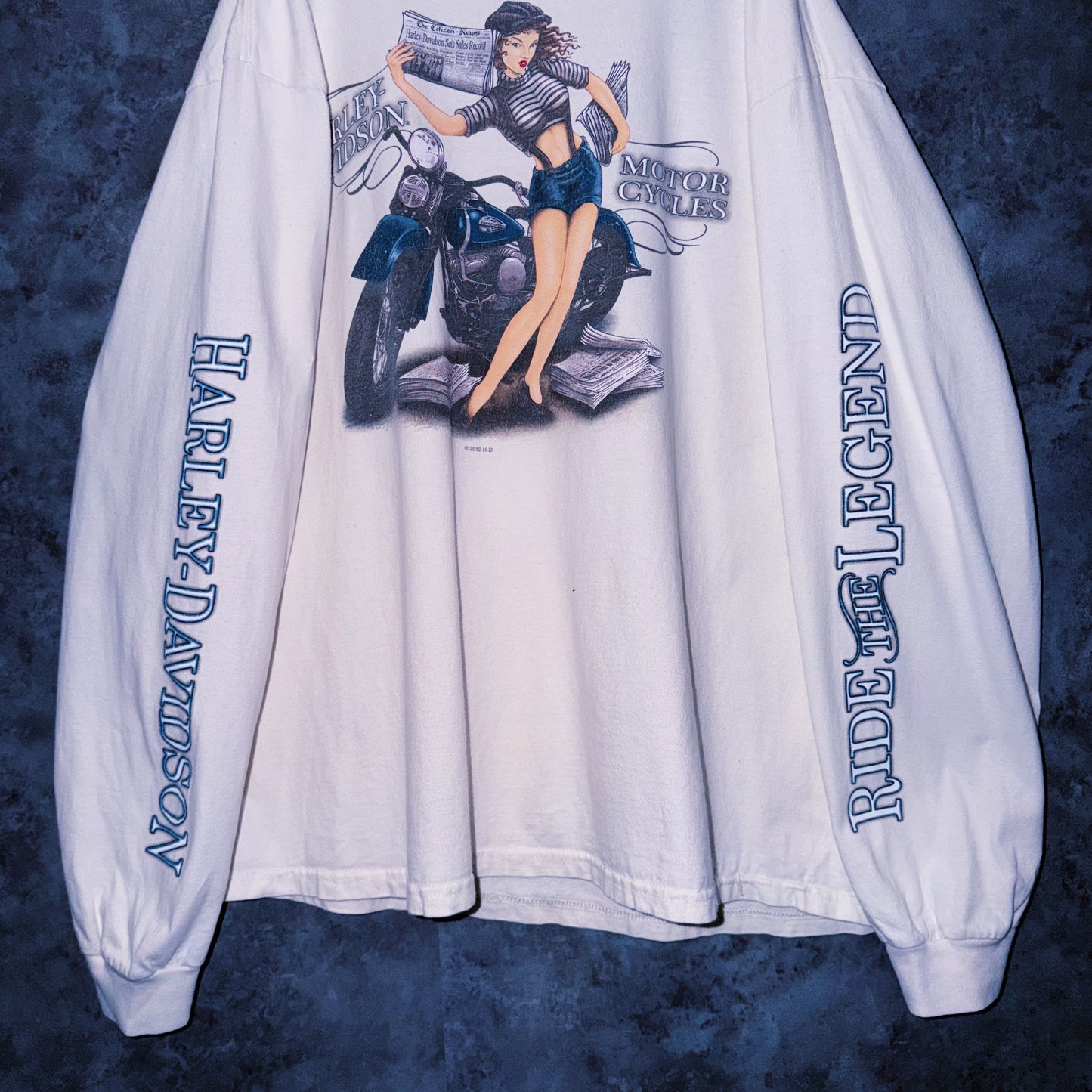 【doppio】vintage “Harley-Davidson” hot girl print design long sleeve T-shirt