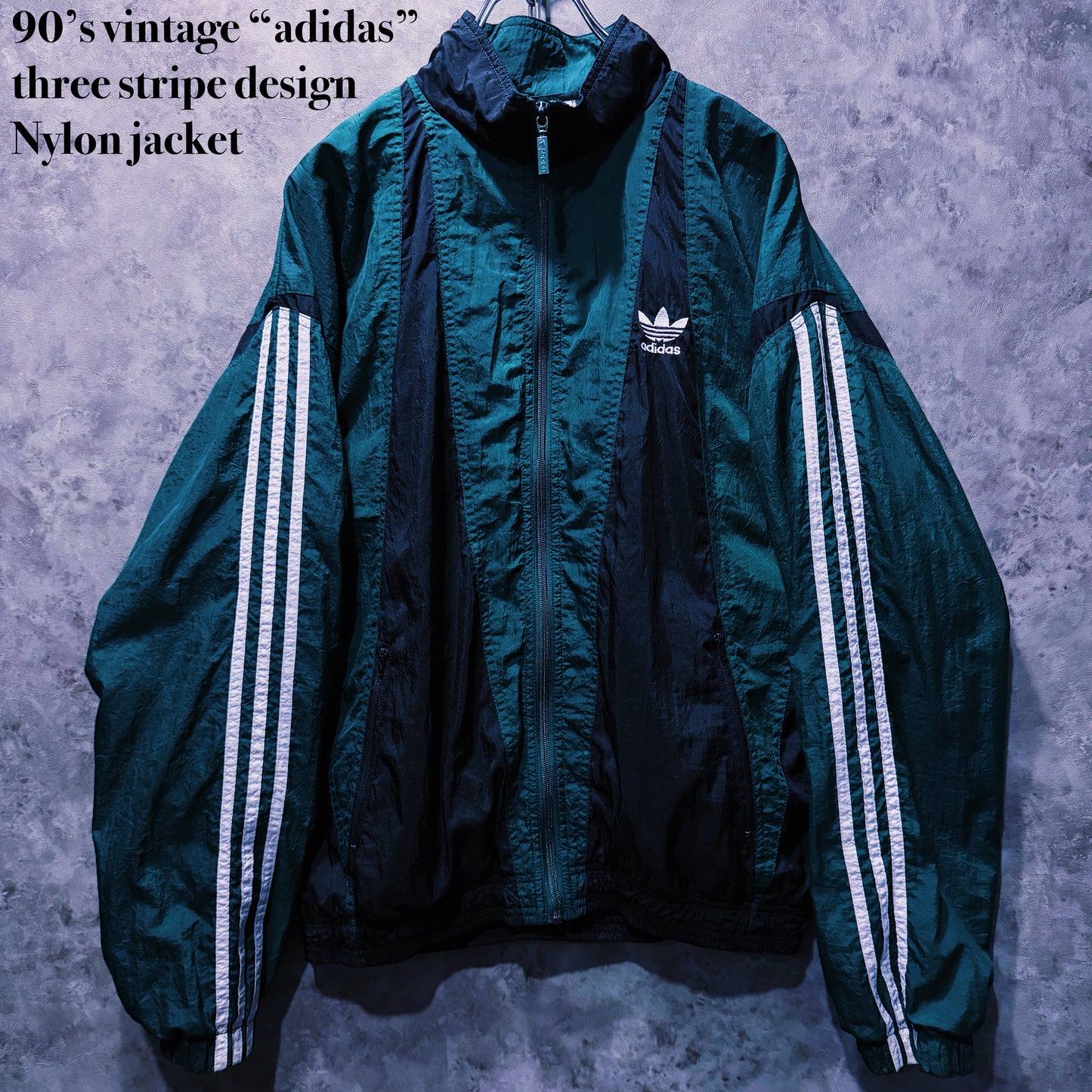 【doppio】90’s vintage “adidas” three stripe design Nylon jacket