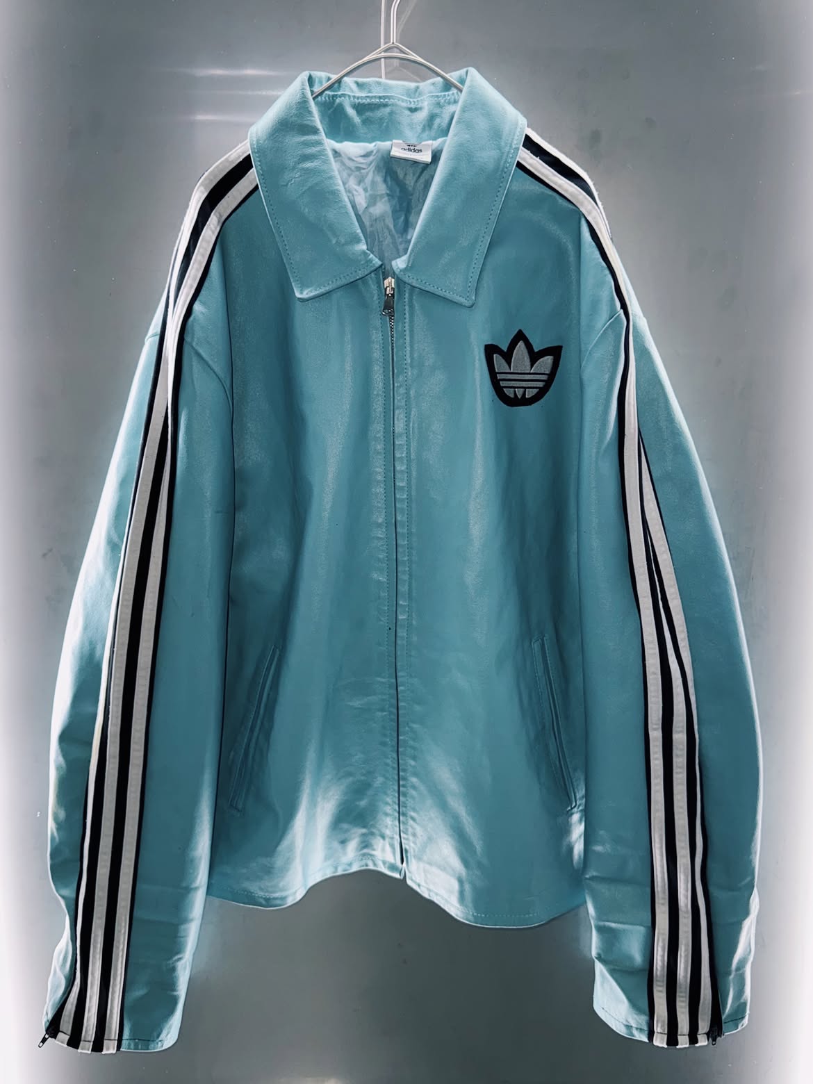 special "original re:meke" vintage "adidas"× vintage single leather jacket three strip edition