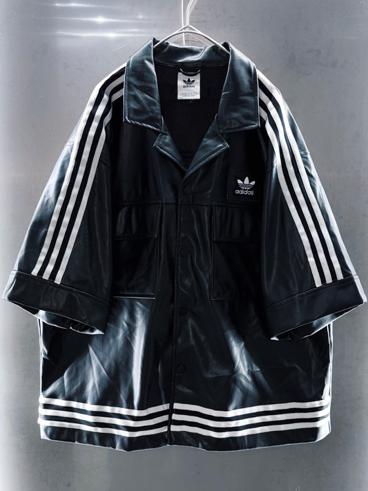 special Original Re:make adidas loose short sleeve leather shirt