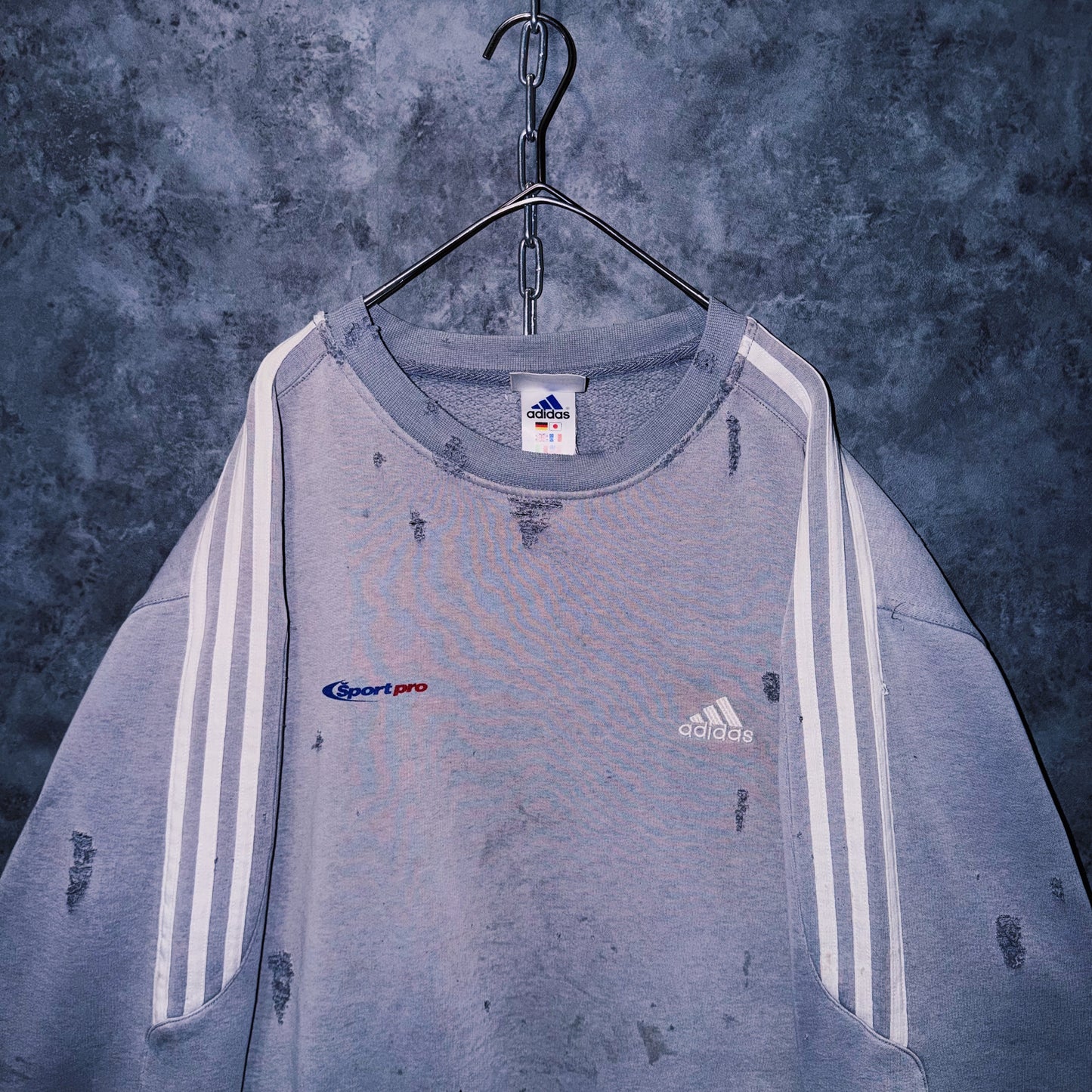 【doppio】vintage “adidas” three stripe design boro custom sweat pullover