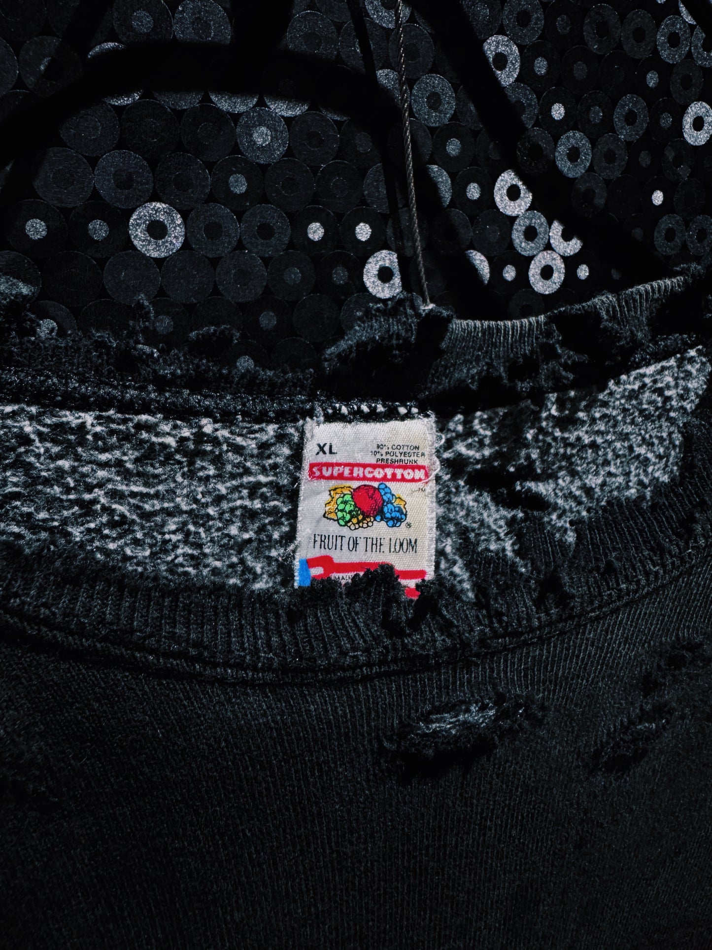 【ÆIEM】original”boro”remake FRUIT OF THE LOOM “METAXA FADED BLACK” Sweat