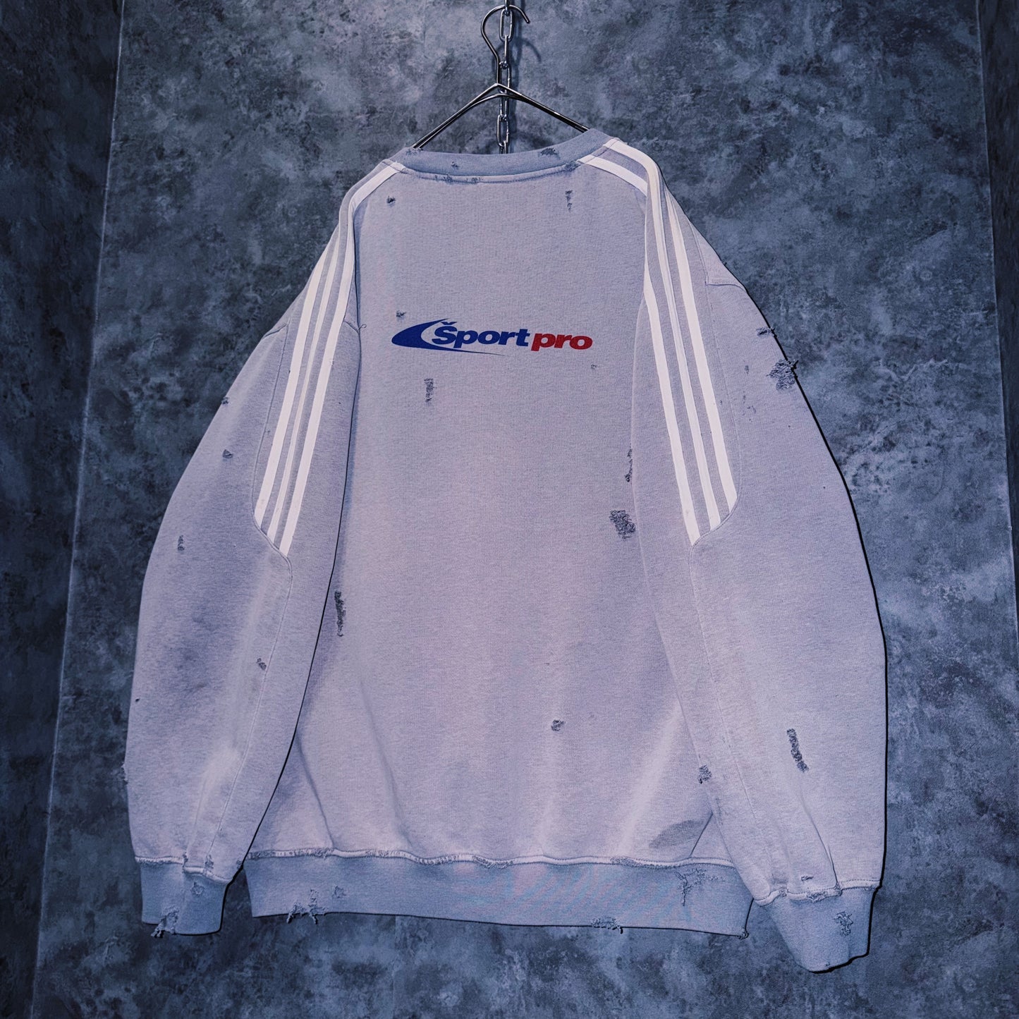 【doppio】vintage “adidas” three stripe design boro custom sweat pullover