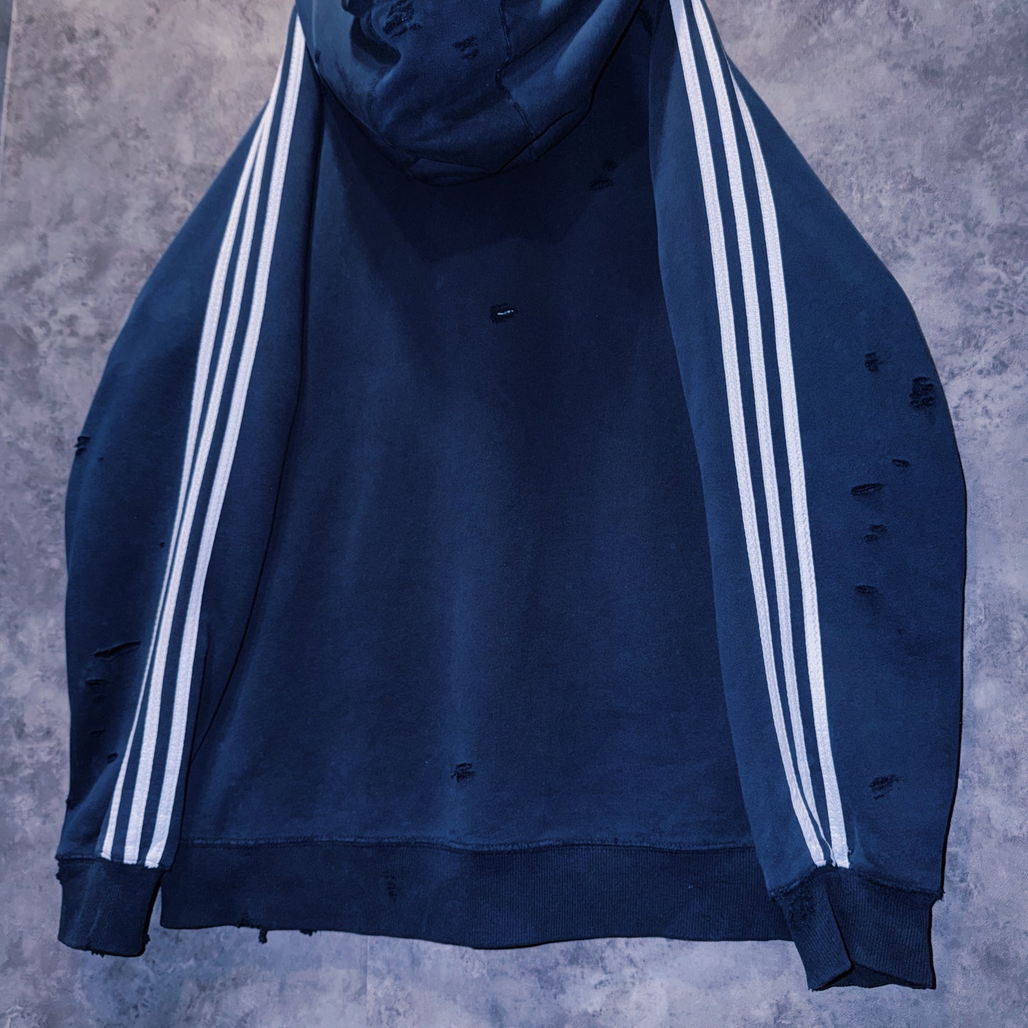 【doppio】vintage “adidas” three stripe design boro custom sweat hoodie