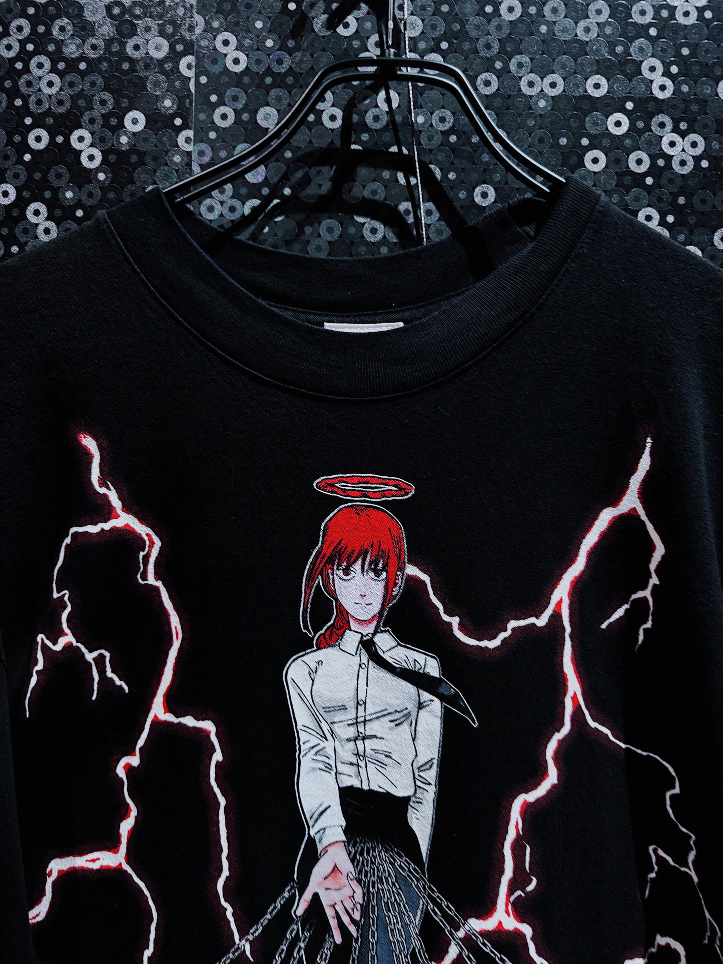 ￼【ÆIEM】Chainsaw Man Makima Lightning Graphic Big Silhouette T-shirt