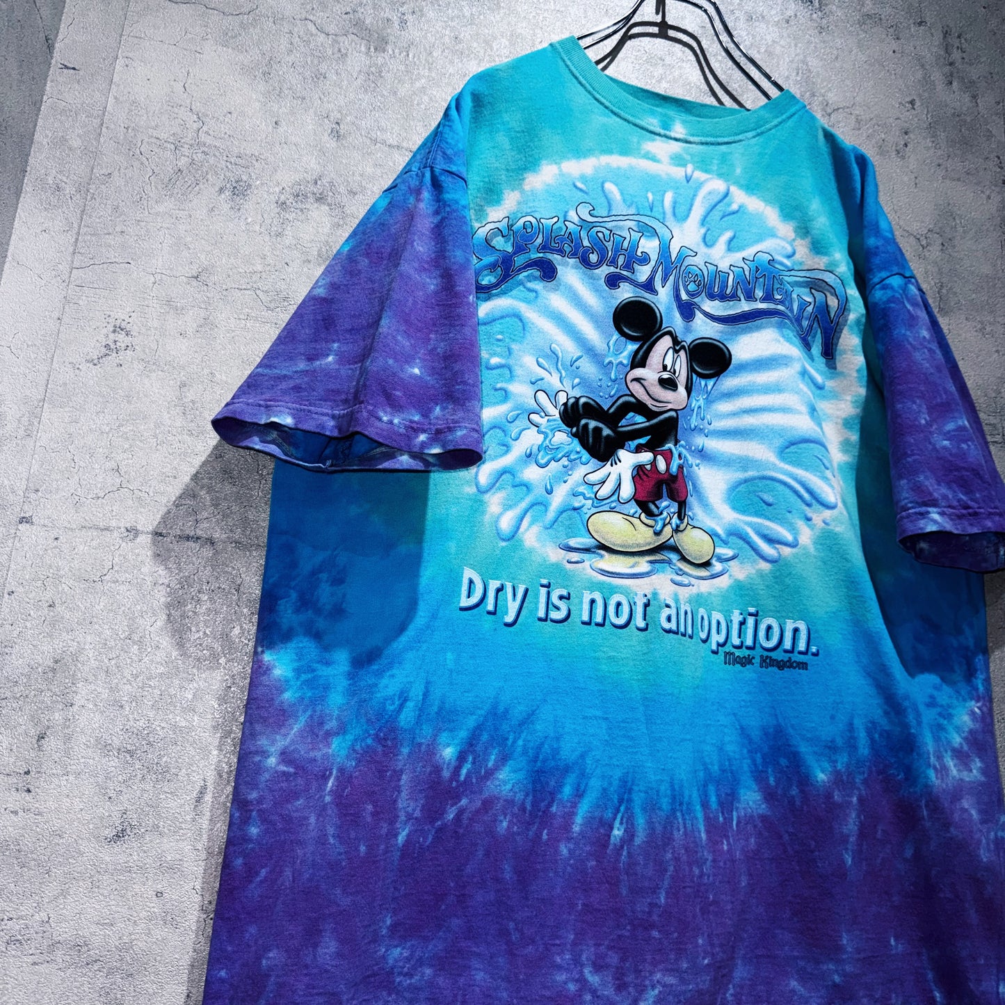 00's"SPLASH MOUNTAIN"Mickey Mouse single design Tie-Dye T shirt