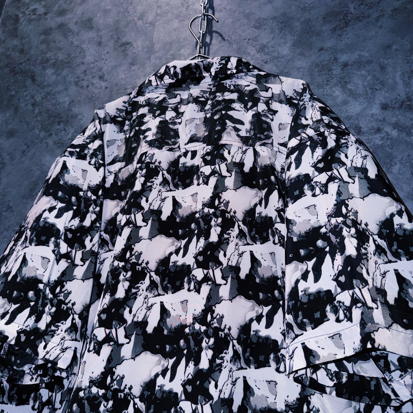 【doppio】vintage graphic print design open collar shirt