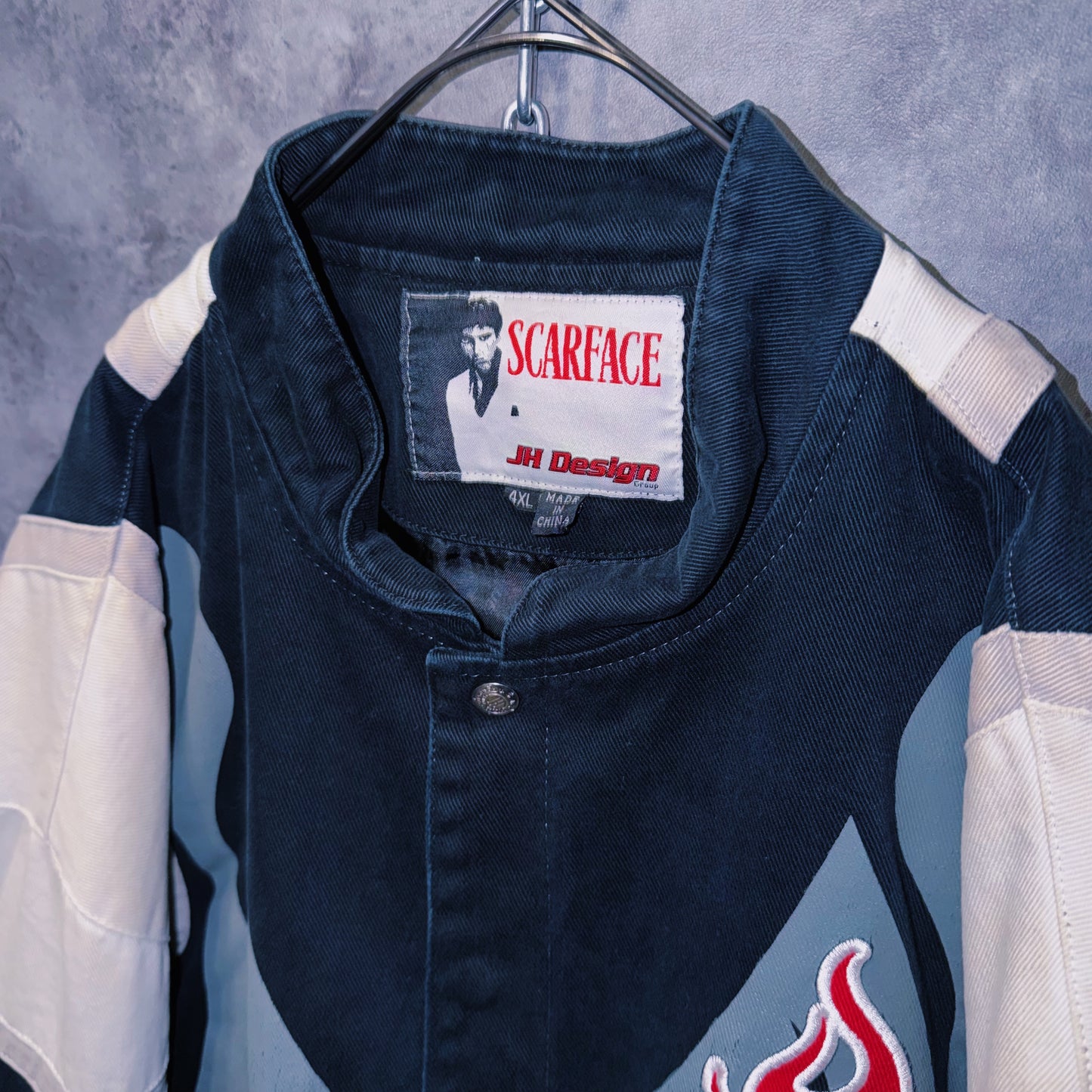 【doppio】vintage “SCARFACE” fire pattern design jacket