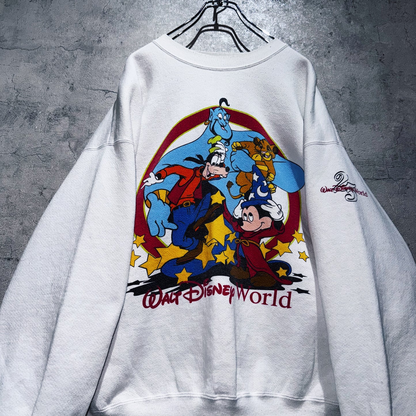 90's"Disney"WDW 25anniversary design characters pullover  sweat