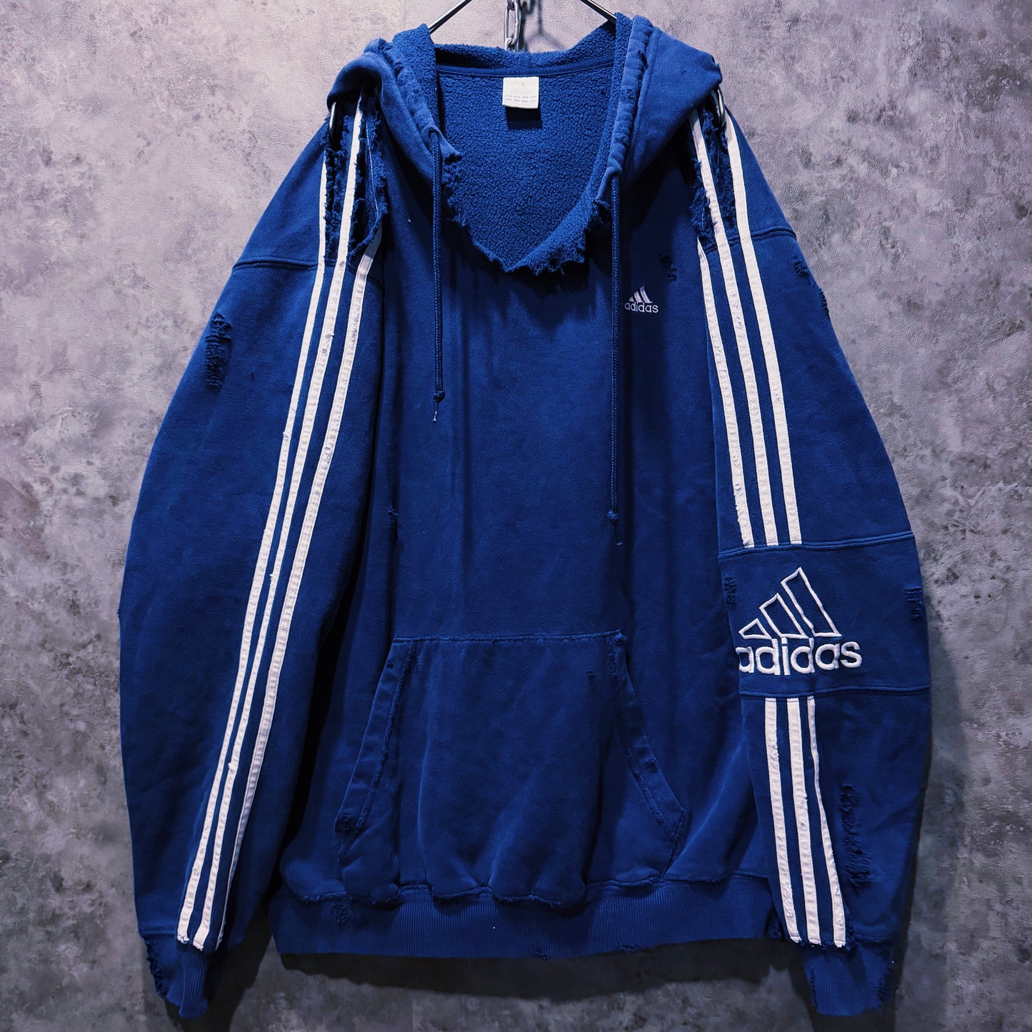 【doppio】vintage “adidas” three stripe design boro custom sweat hoodie