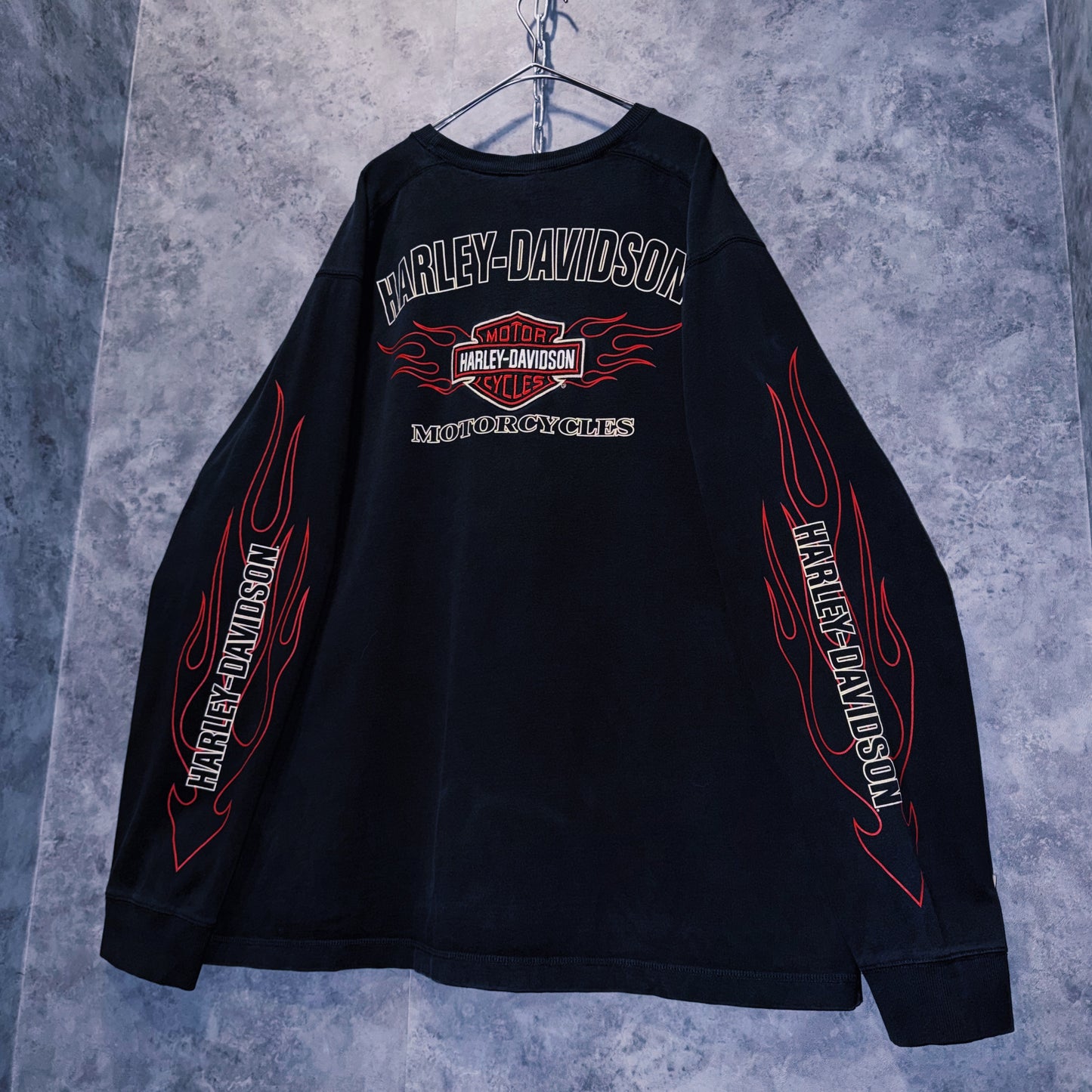 【doppio】90’s vintage “Harley-Davidson” fire pattern design long sleeve T-shirt