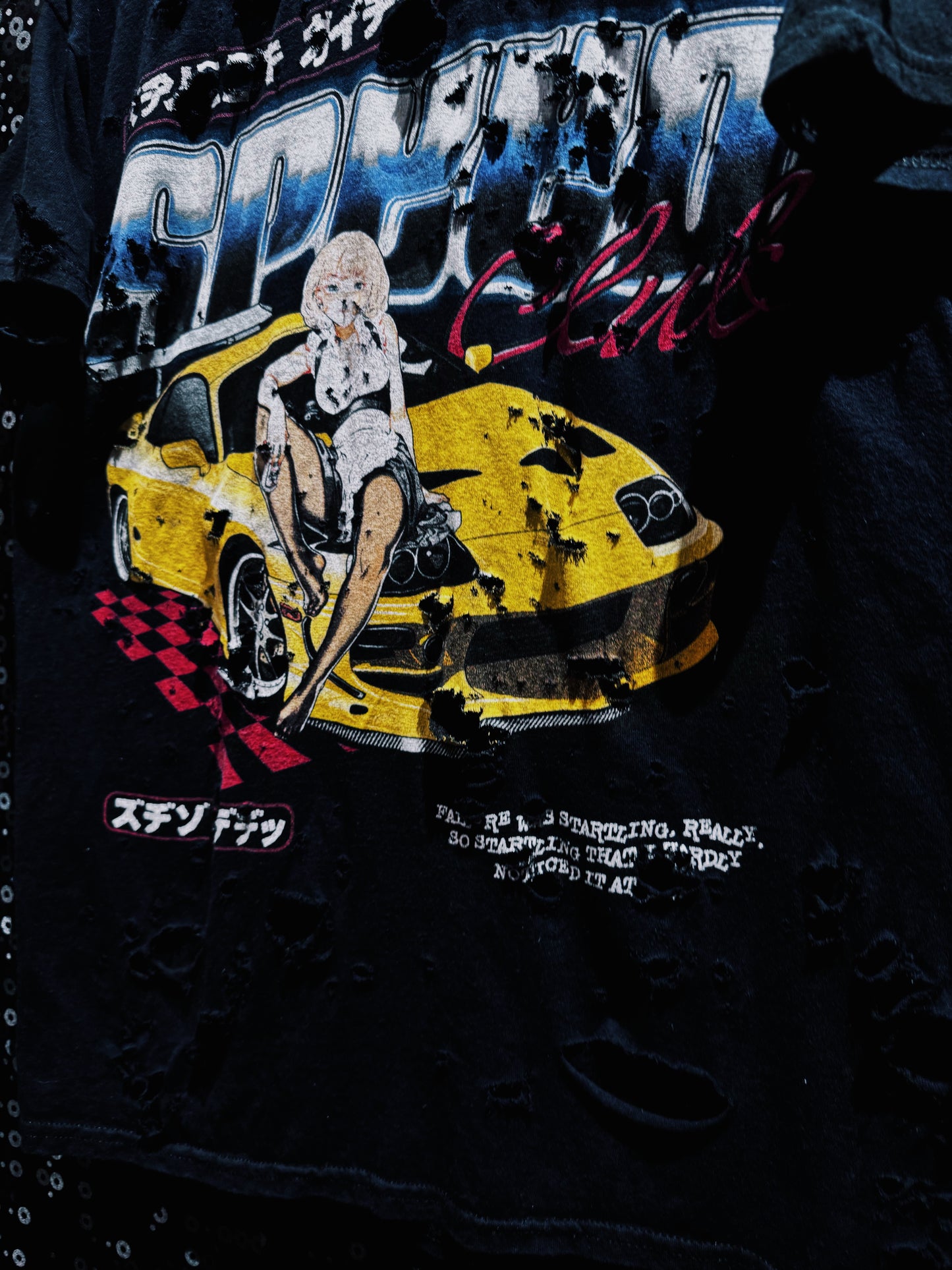 【ÆIEM】Natural “boro” Remake SPEED Club Graphic T-shirt
