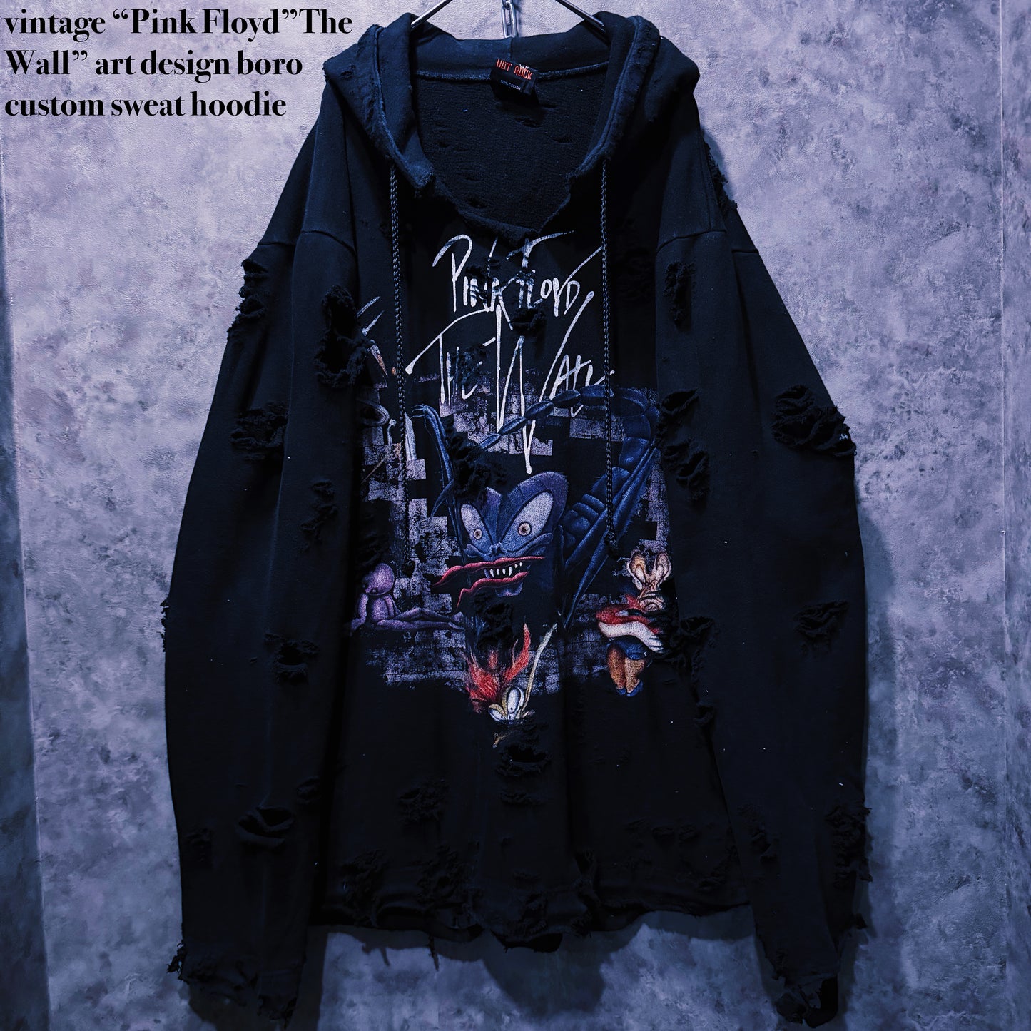 【doppio】vintage “Pink Floyd”The Wall” art design boro custom sweat hoodie