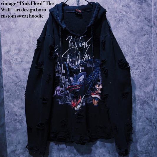 【doppio】vintage “Pink Floyd”The Wall” art design boro custom sweat hoodie