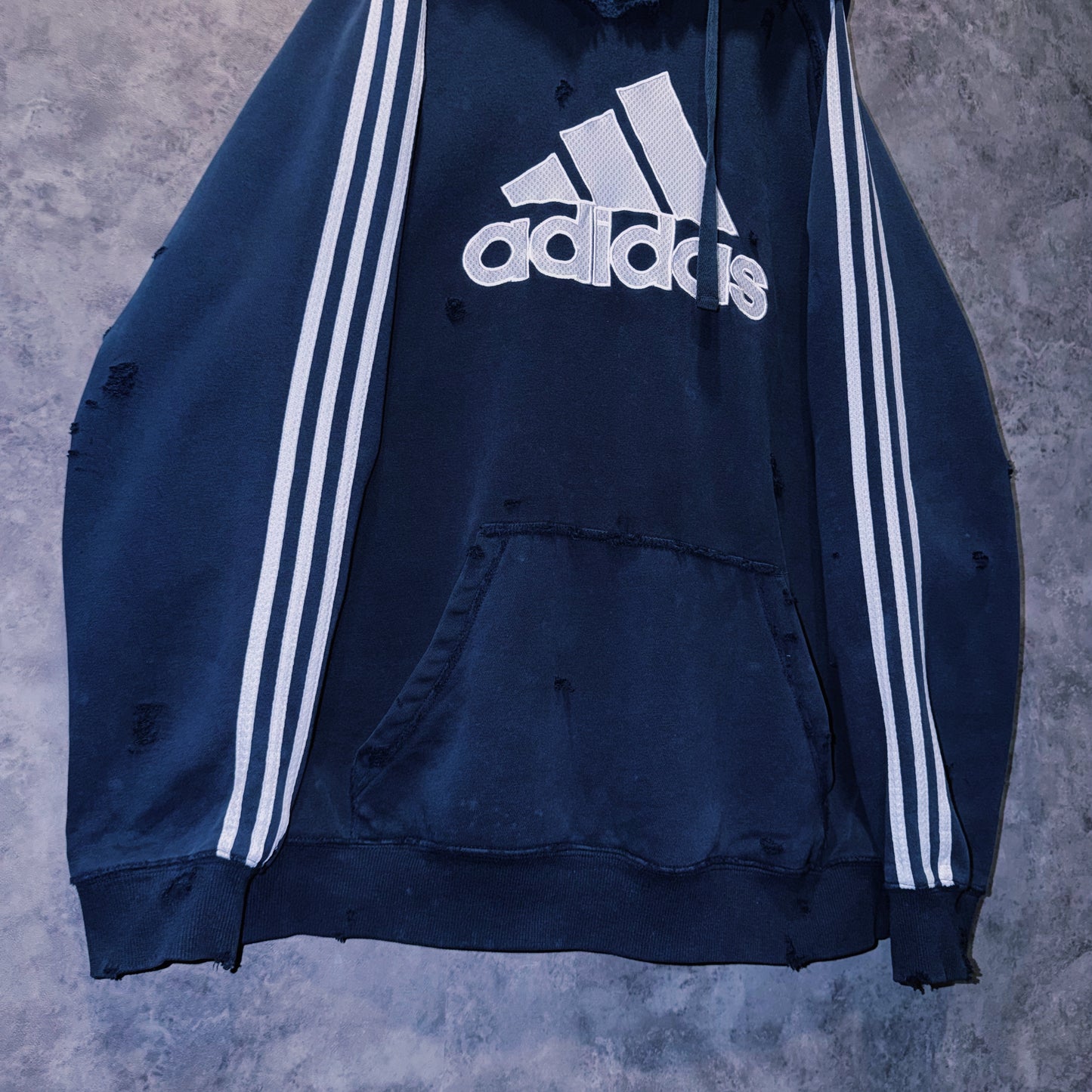 【doppio】vintage “adidas” three stripe design boro custom sweat hoodie