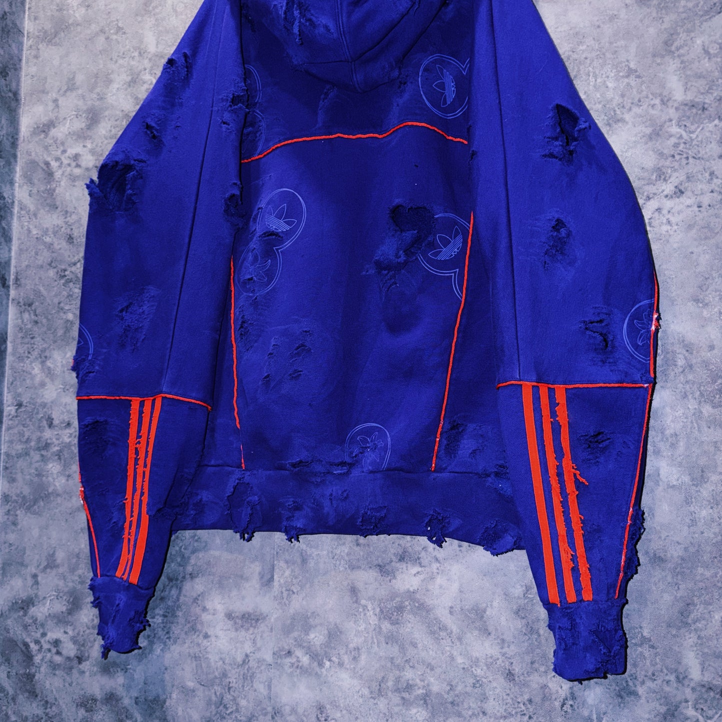 【doppio】vintage “adidas” three stripe design boro custom sweat hoodie