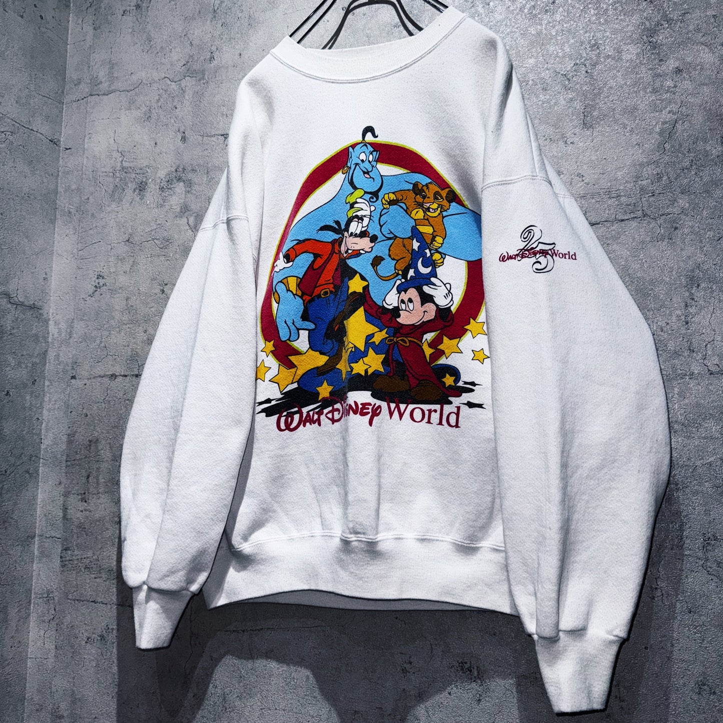 90's"Disney"WDW 25anniversary design characters pullover  sweat