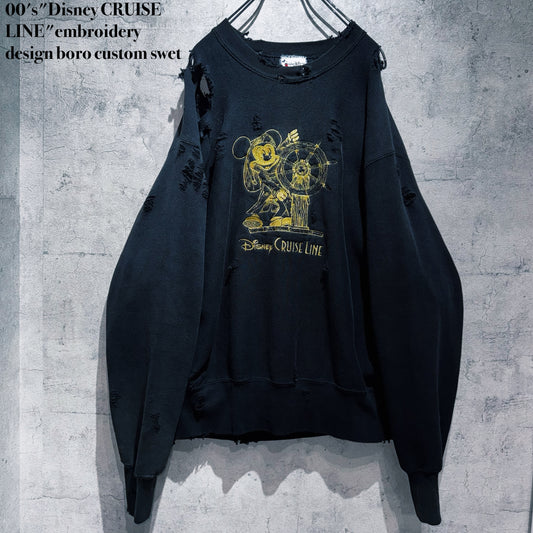 00's"Disney CRUISE LINE"embroidery design boro custom sweat