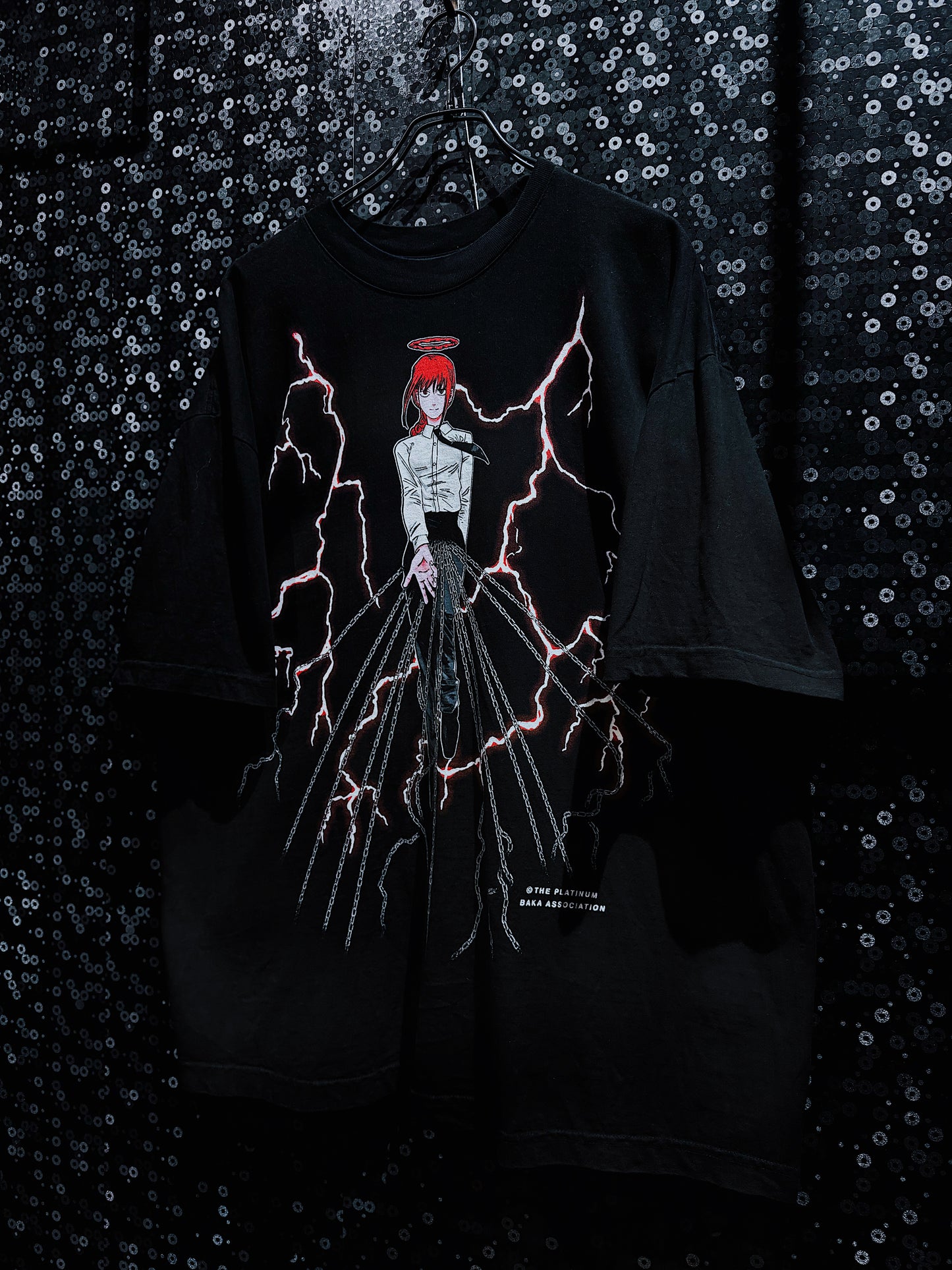 ￼【ÆIEM】Chainsaw Man Makima Lightning Graphic Big Silhouette T-shirt