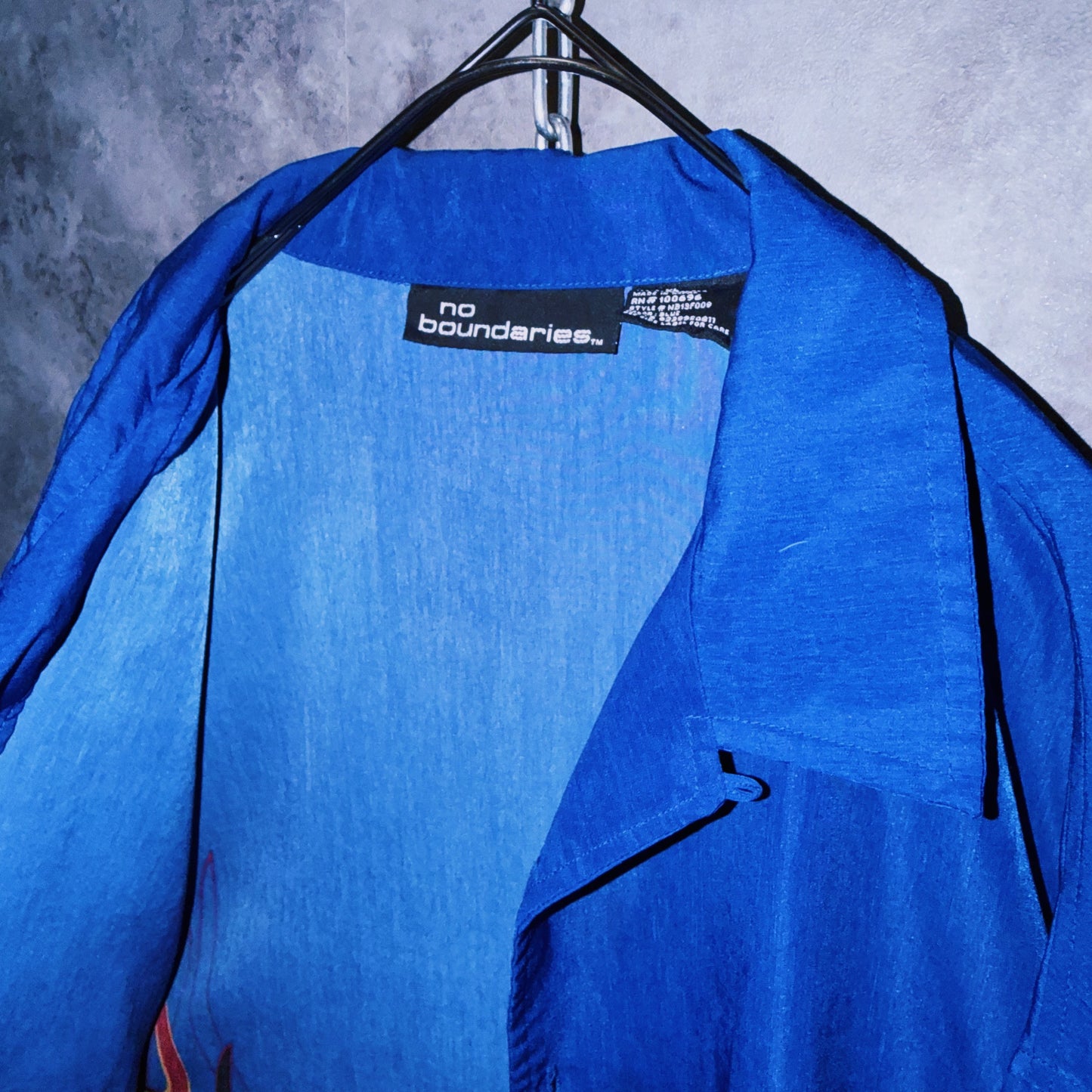 【doppio】vintage fire pattern print design open collar shirt