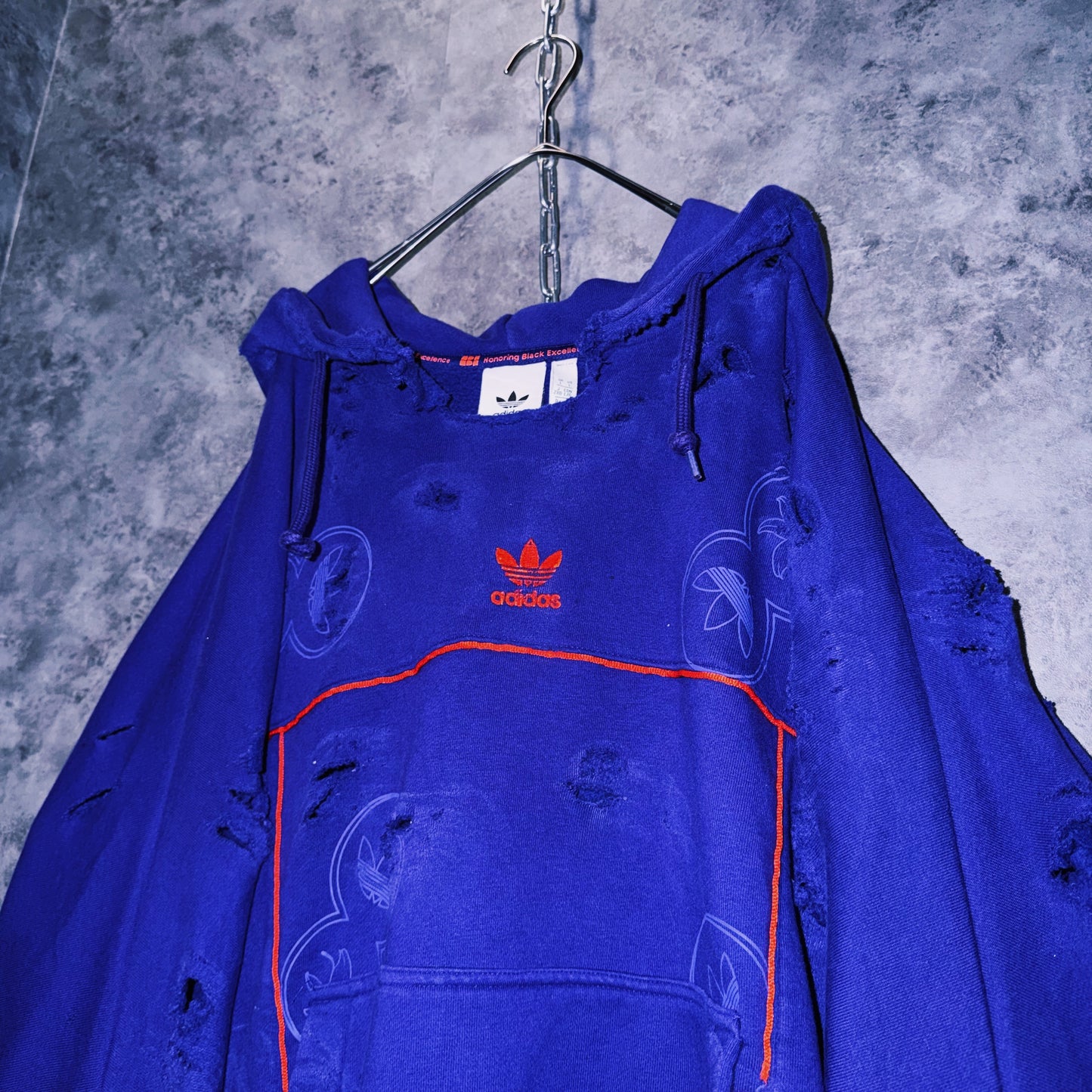 【doppio】vintage “adidas” three stripe design boro custom sweat hoodie