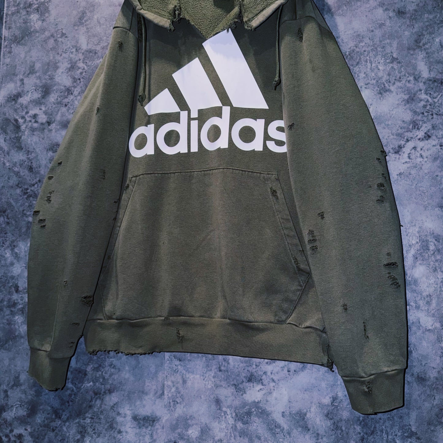 【doppio】90’s vintage “adidas” performance logo design boro custom sweat hoodie
