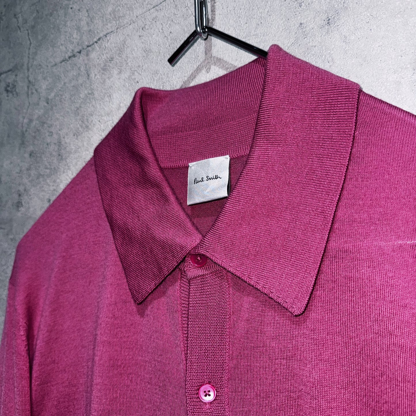 "Paul Smith"rose pink color long sleeve polo shirt