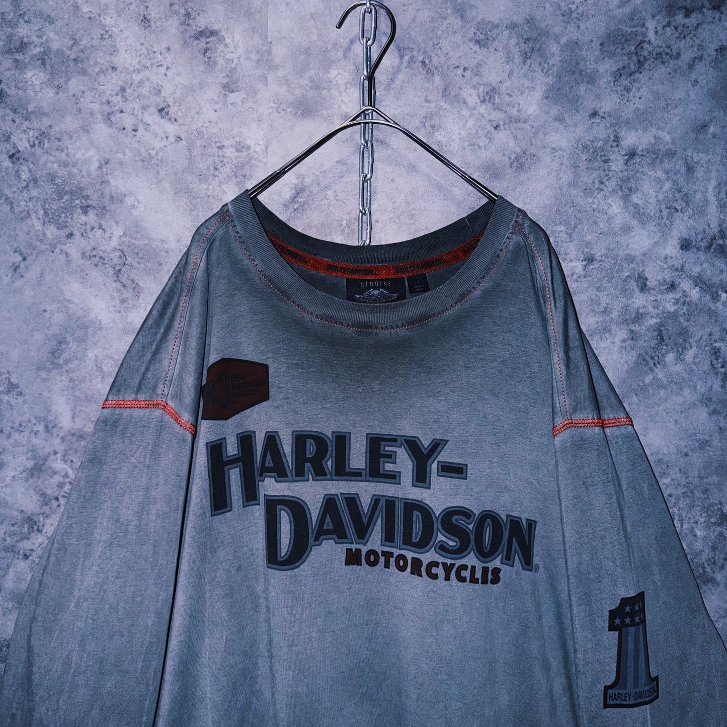 【doppio】vintage “Harley-Davidson” logo print design long sleeve T-shirt