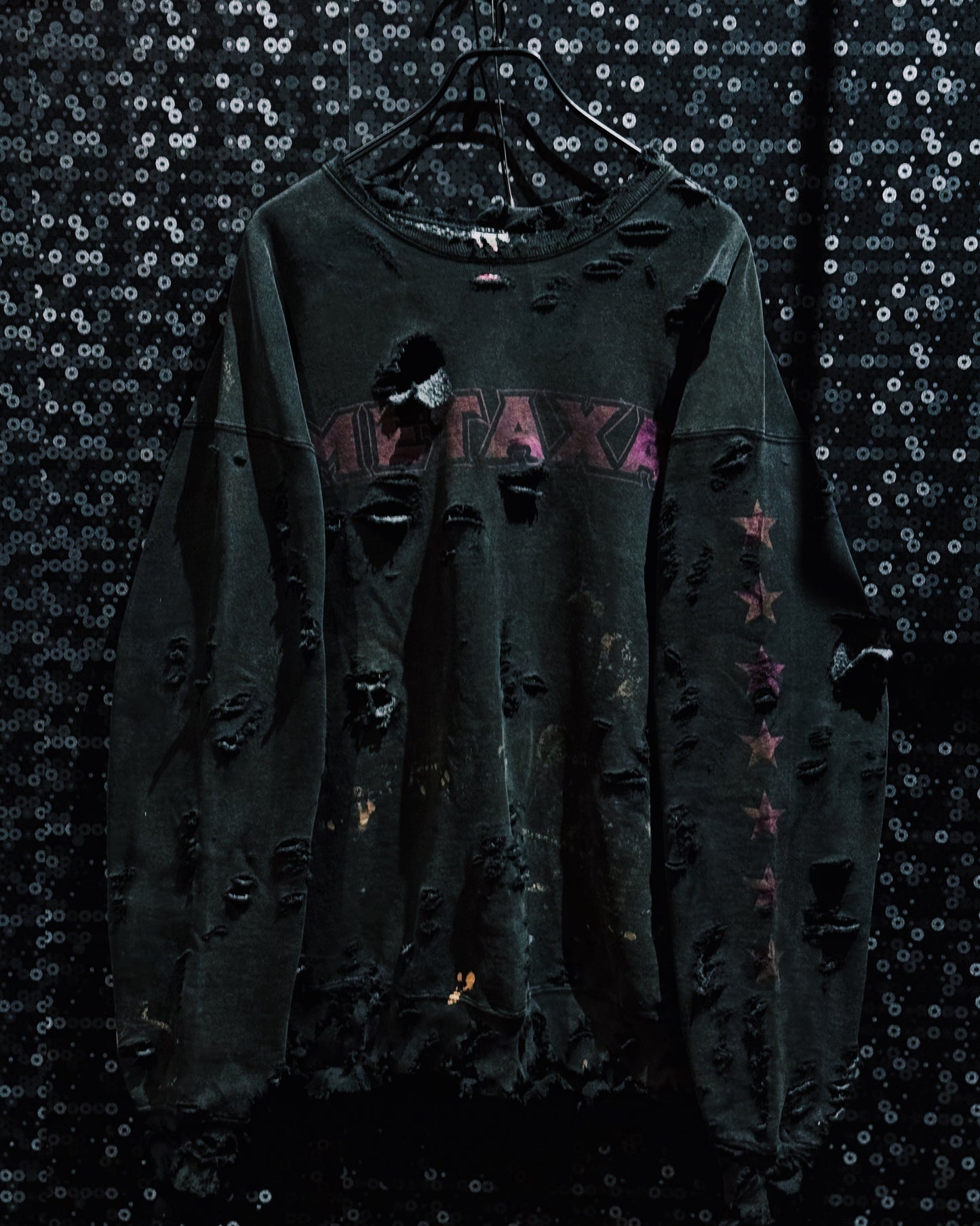 【ÆIEM】original”boro”remake FRUIT OF THE LOOM “METAXA FADED BLACK” Sweat