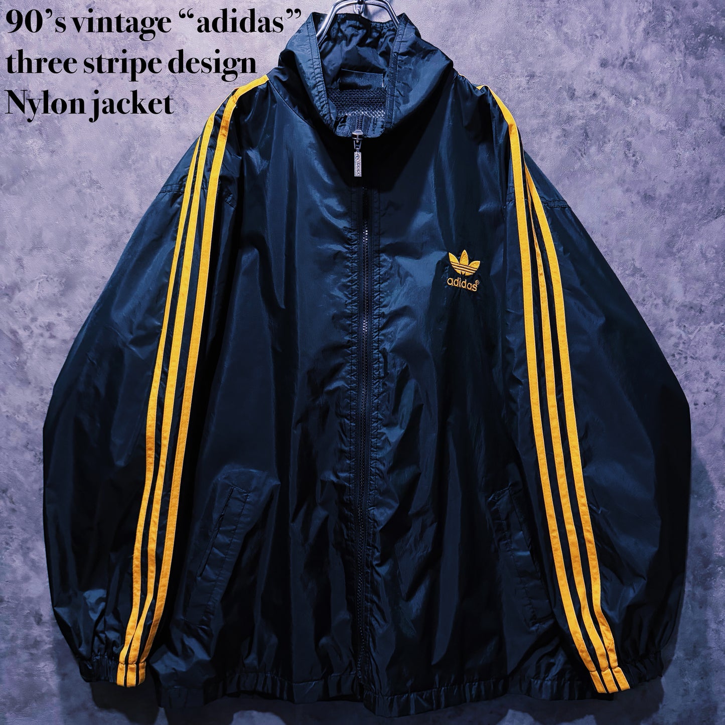 【doppio】90’s vintage “adidas” three stripe design Nylon jacket