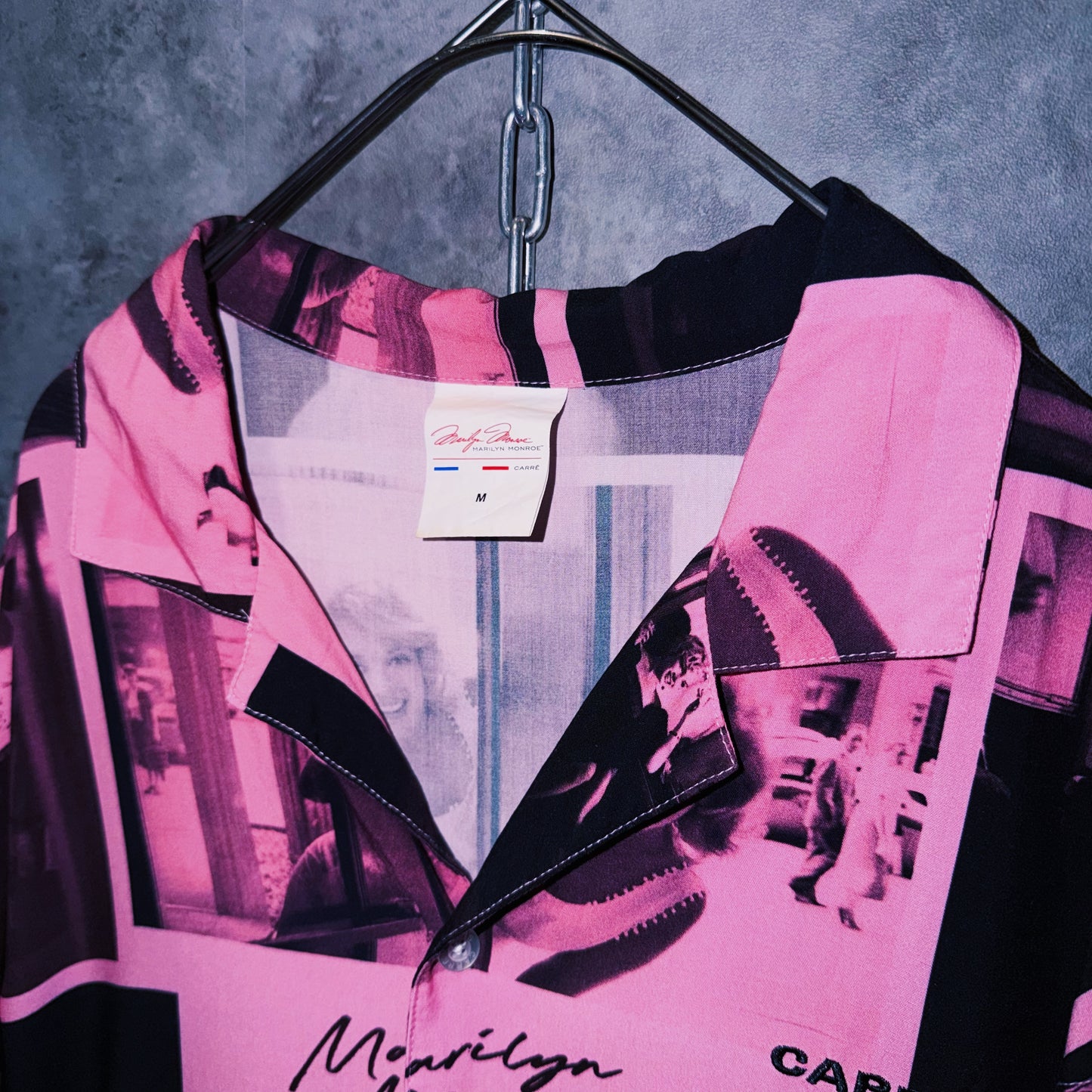 【doppio】vintage “Marilyn Monroe” print design open collar shirt
