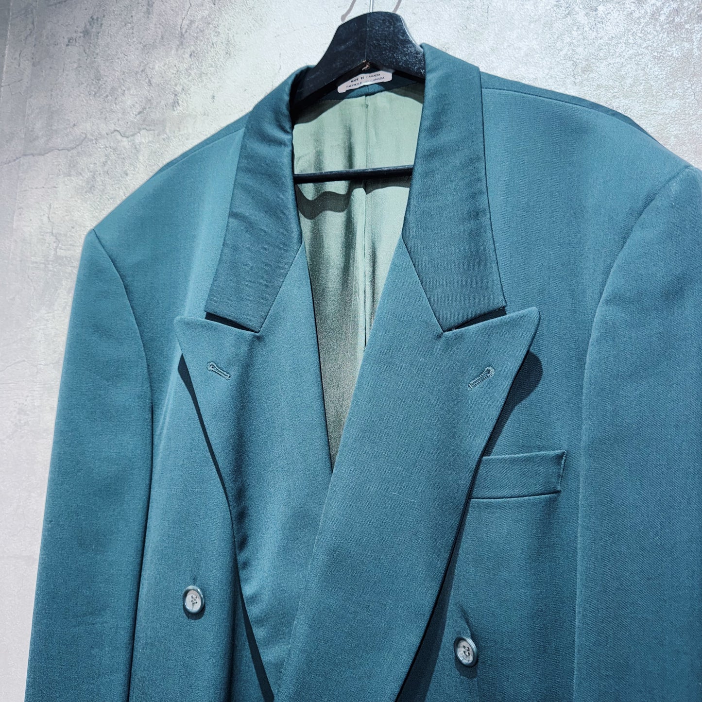 90's teal green color six botão double breasted set up