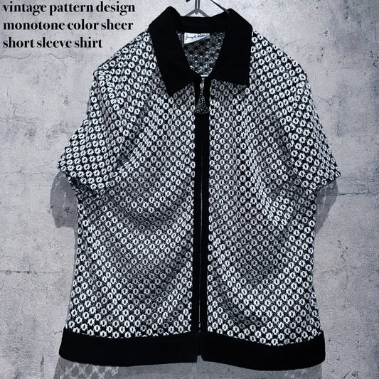 vintage pattern design monotone color sheer short sleeve shirt